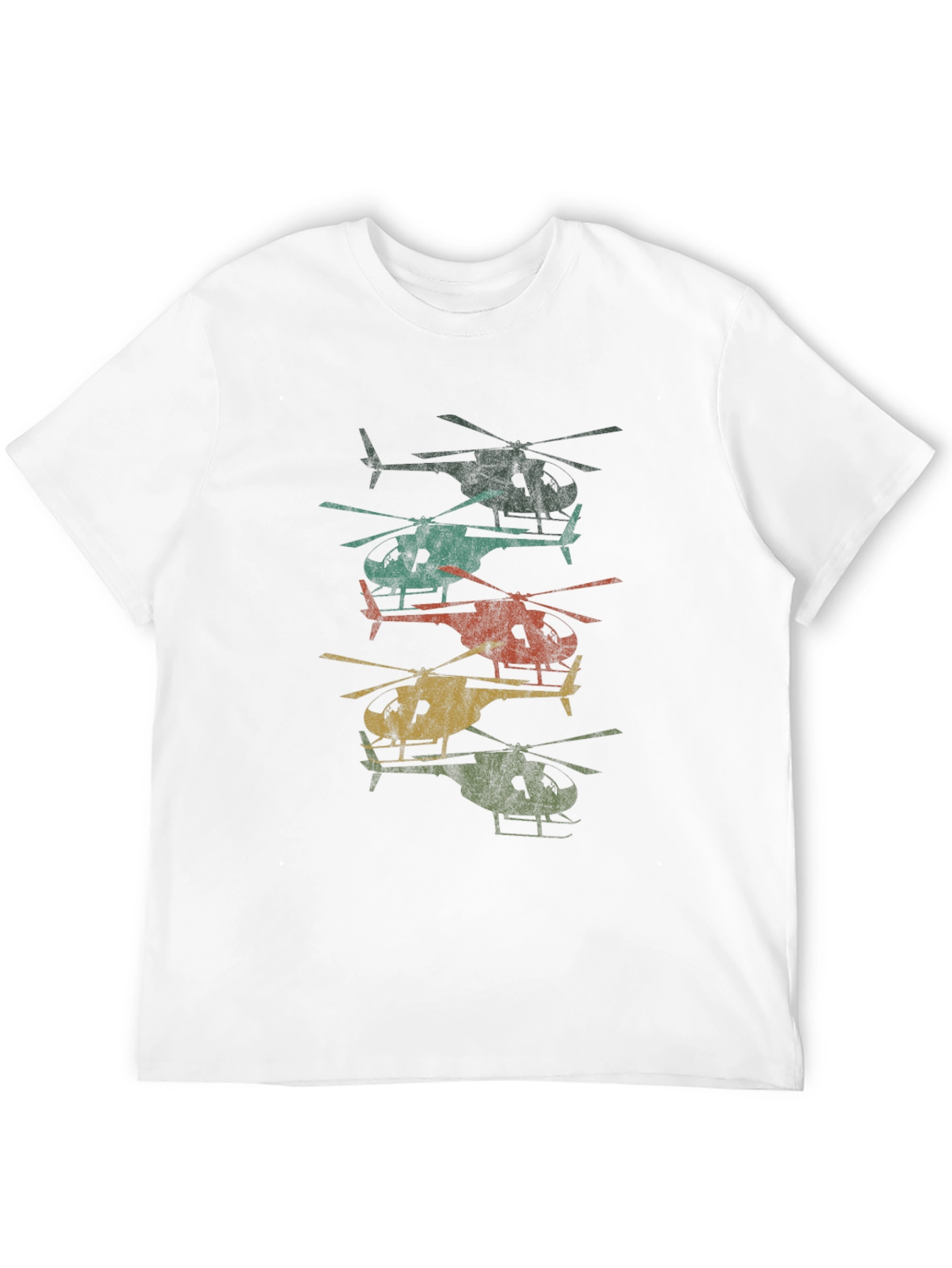 Retro Helicopter Stack Graphic Tee - Black