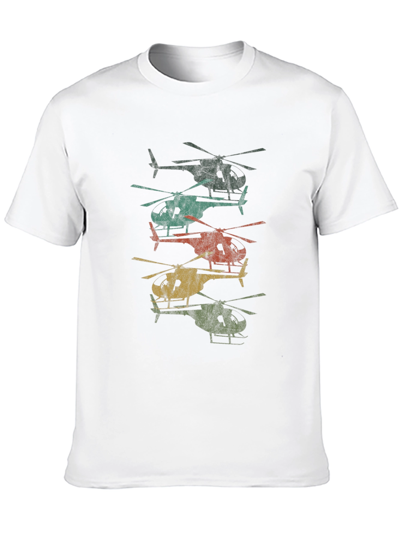 Retro Helicopter Stack Graphic Tee - Black