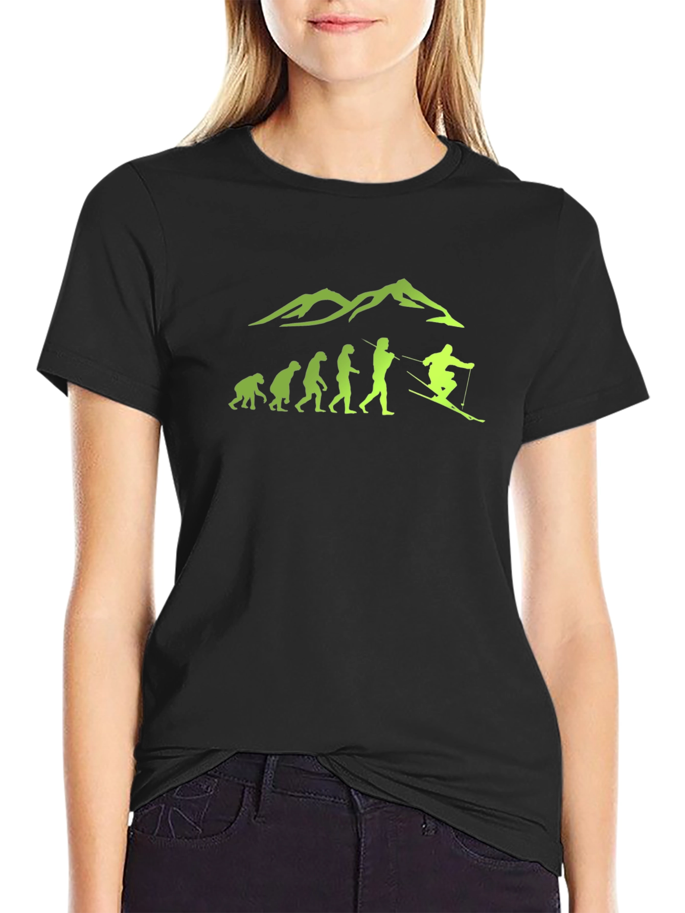 Ski Evolution Graphic Tee - Black Cotton Blend