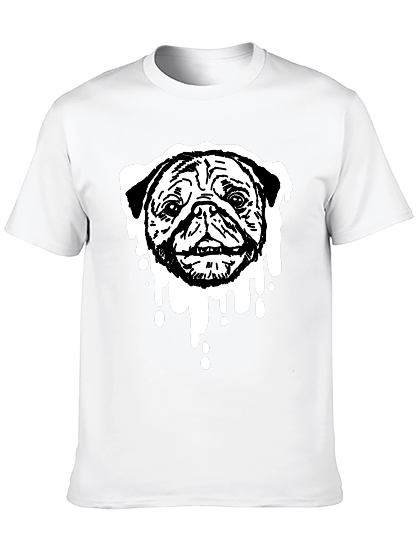 Pug Drip Graphic Tee - Black Cotton Blend