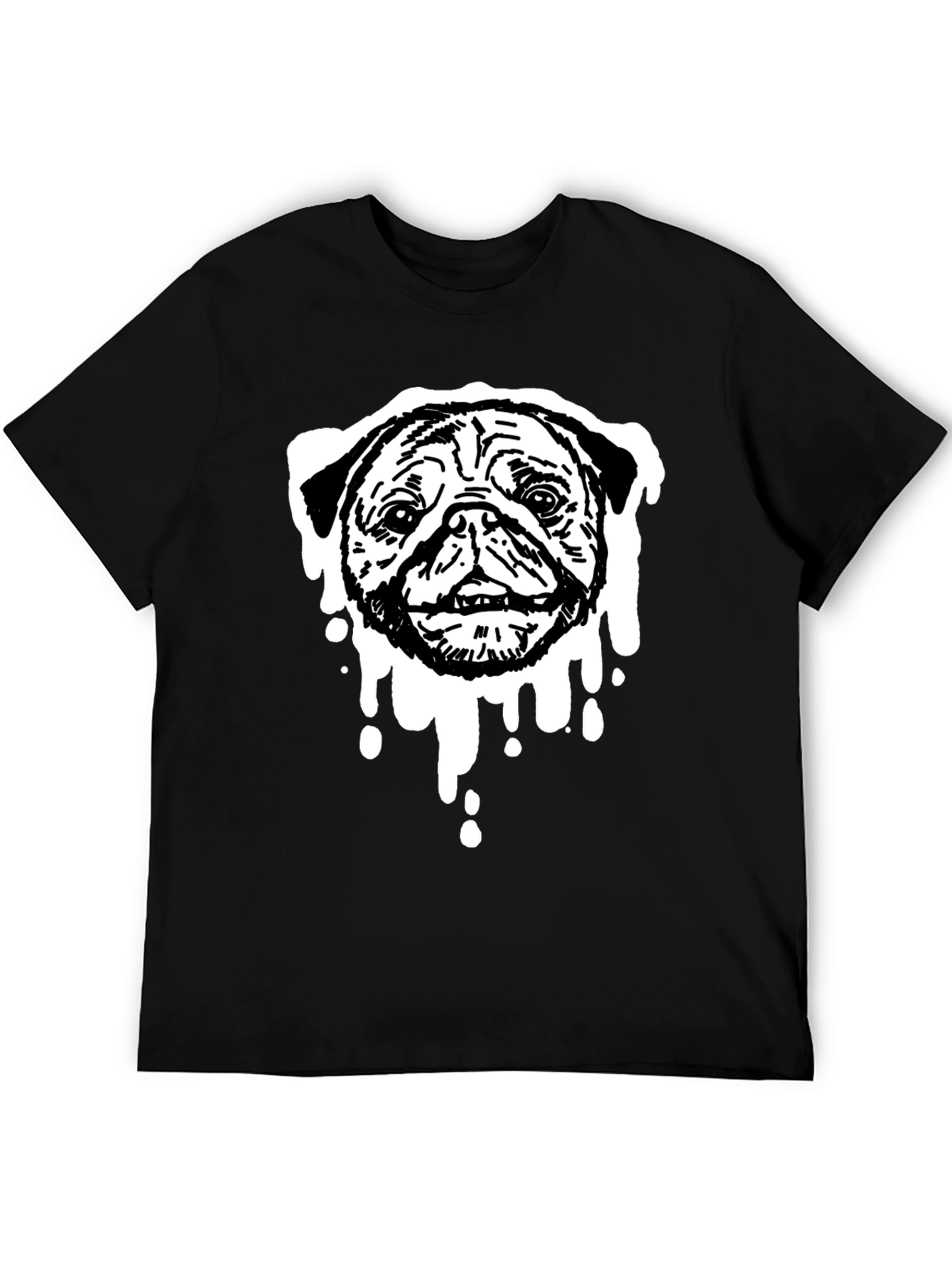 Pug Drip Graphic Tee - Black Cotton Blend