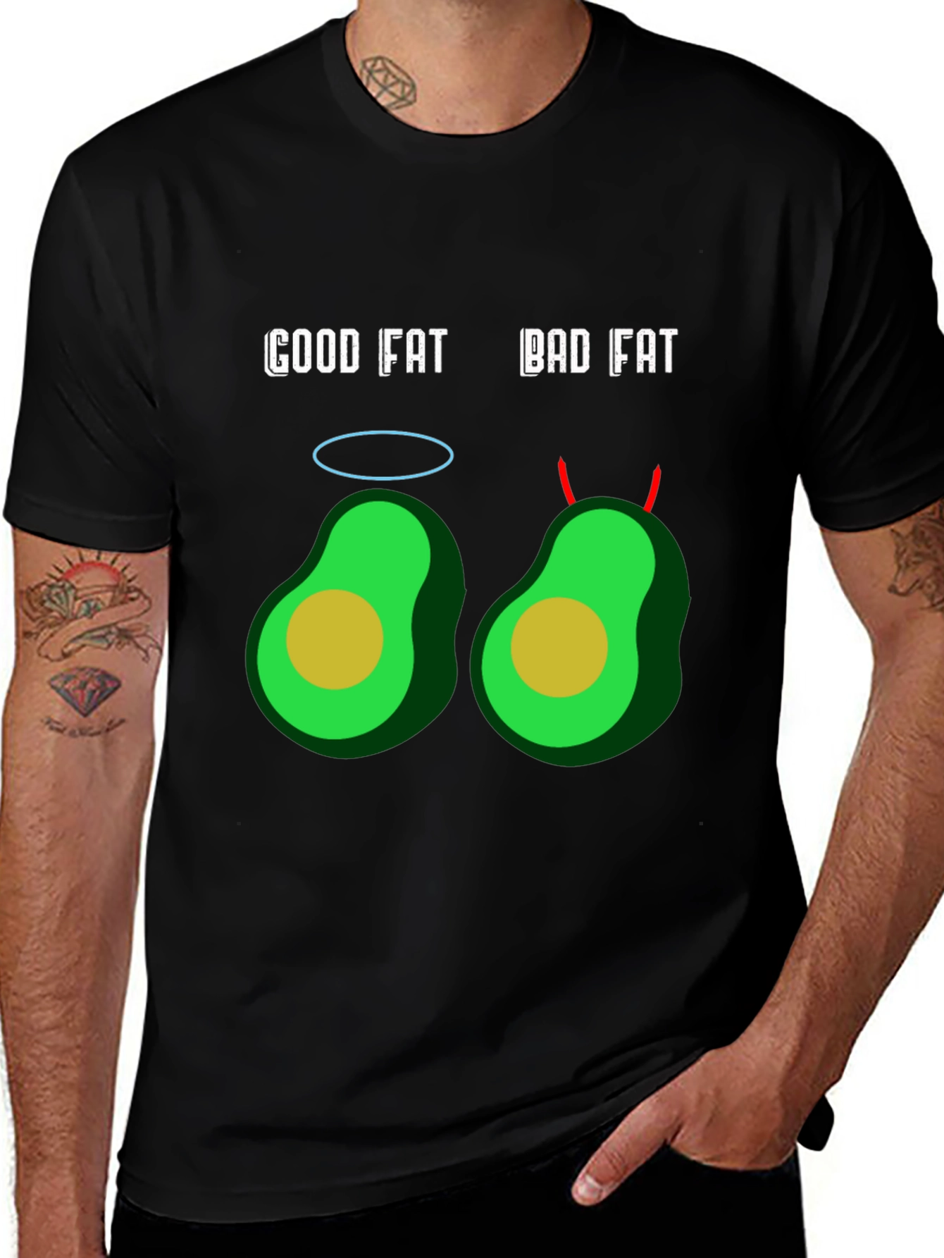 Good Fat Bad Fat Avocado Graphic T-Shirt