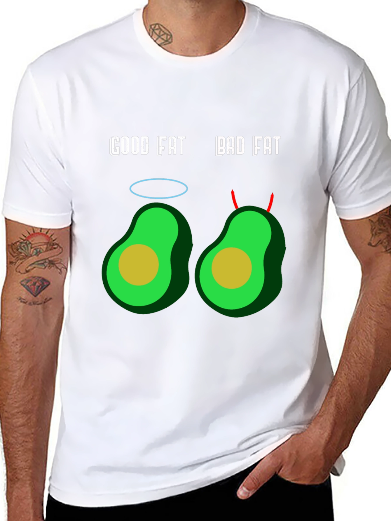 Good Fat Bad Fat Avocado Graphic T-Shirt