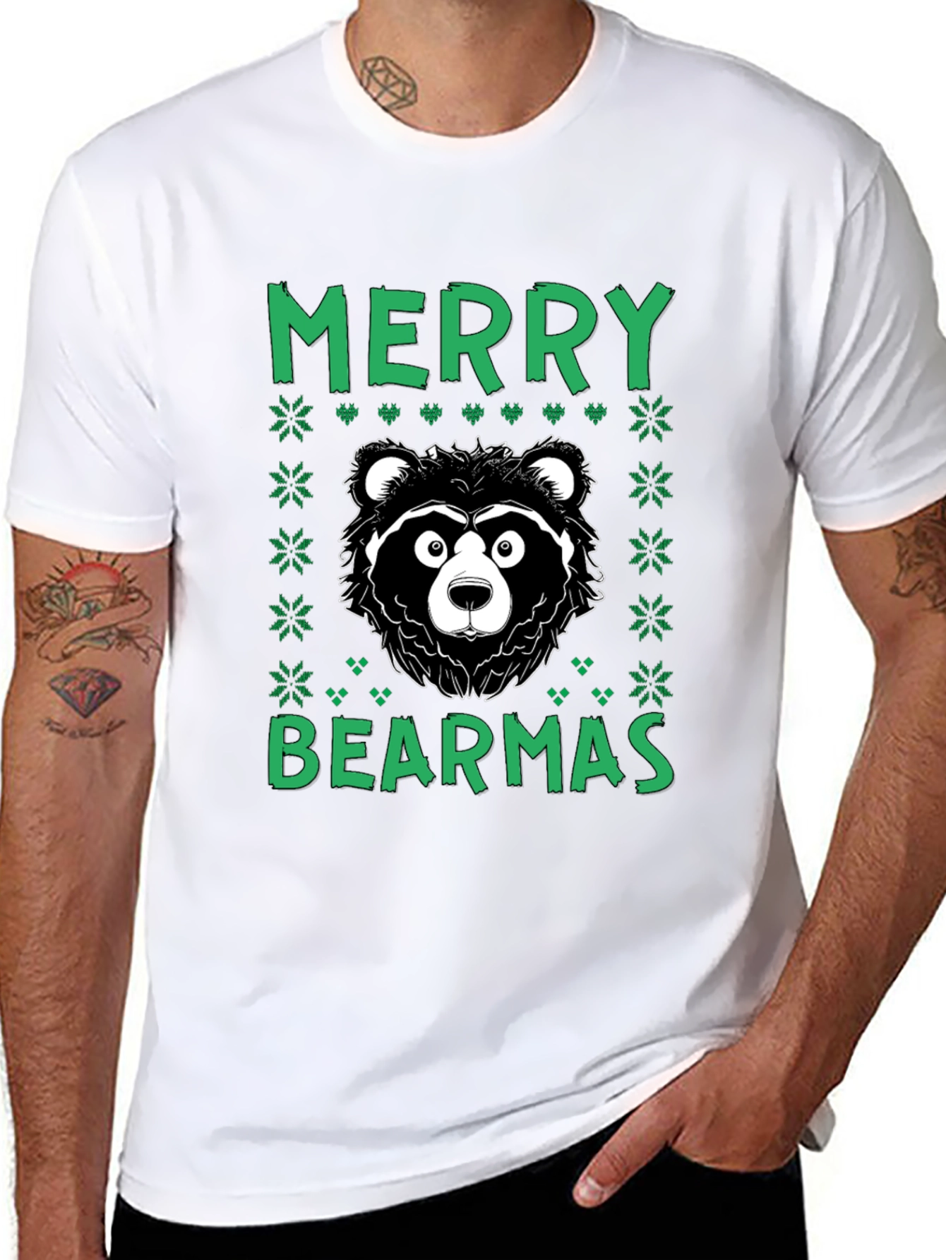 Merry Bearmas Christmas T-Shirt - Ugly Sweater Style