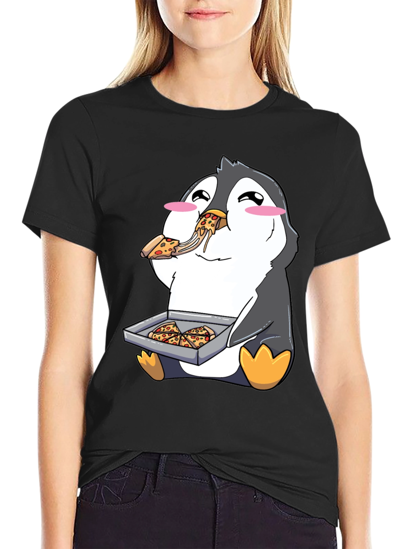 Pizza Penguin Graphic Tee - Cute & Fun Design
