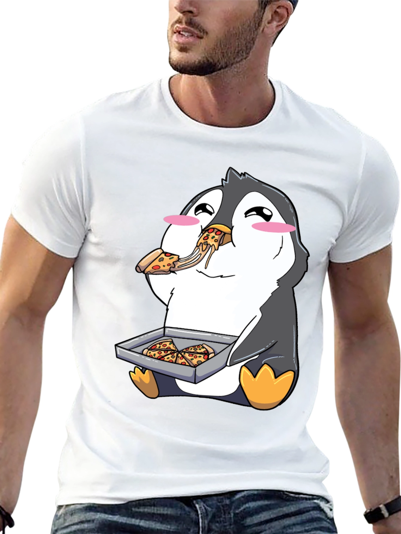Pizza Penguin Graphic Tee - Cute & Fun Design