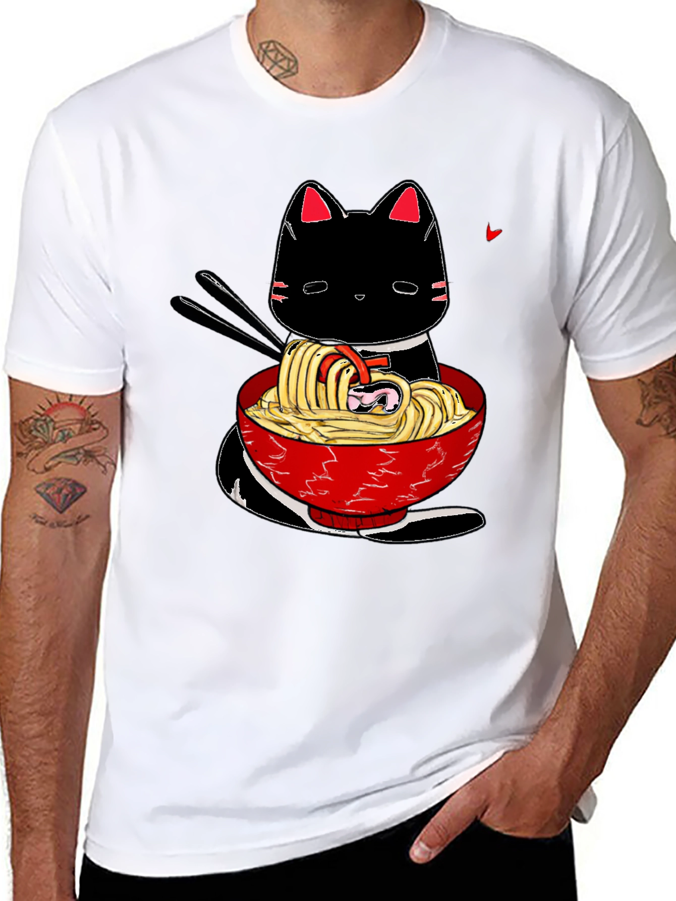 Ramen Cat Black T-Shirt - Anime Style