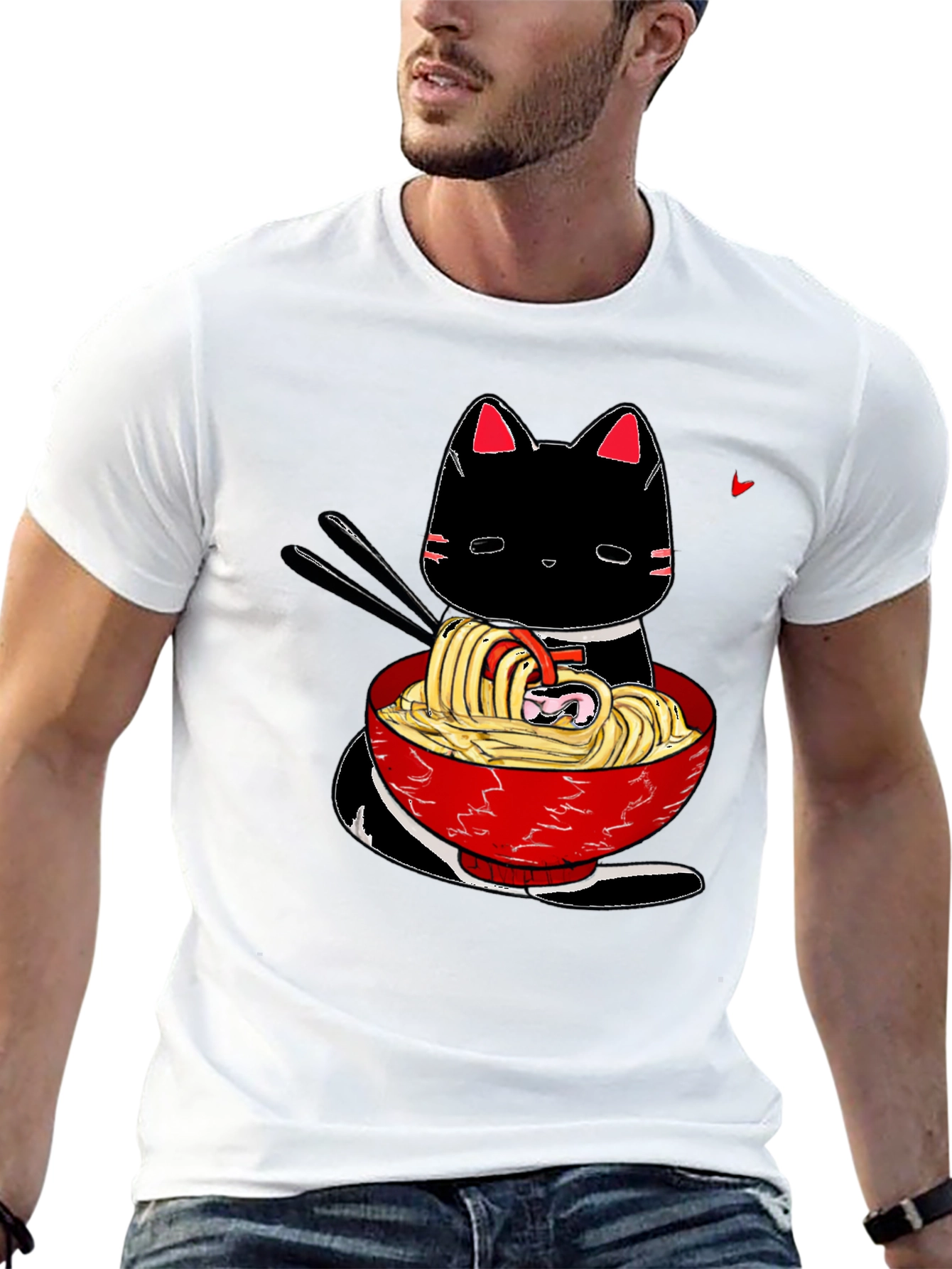 Ramen Cat Black T-Shirt - Anime Style
