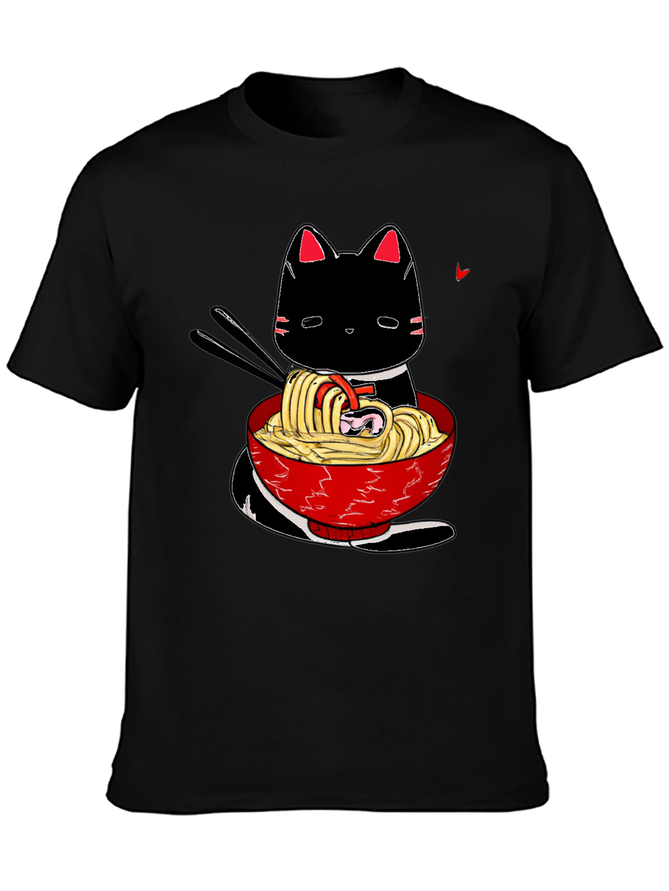Ramen Cat Black T-Shirt - Anime Style
