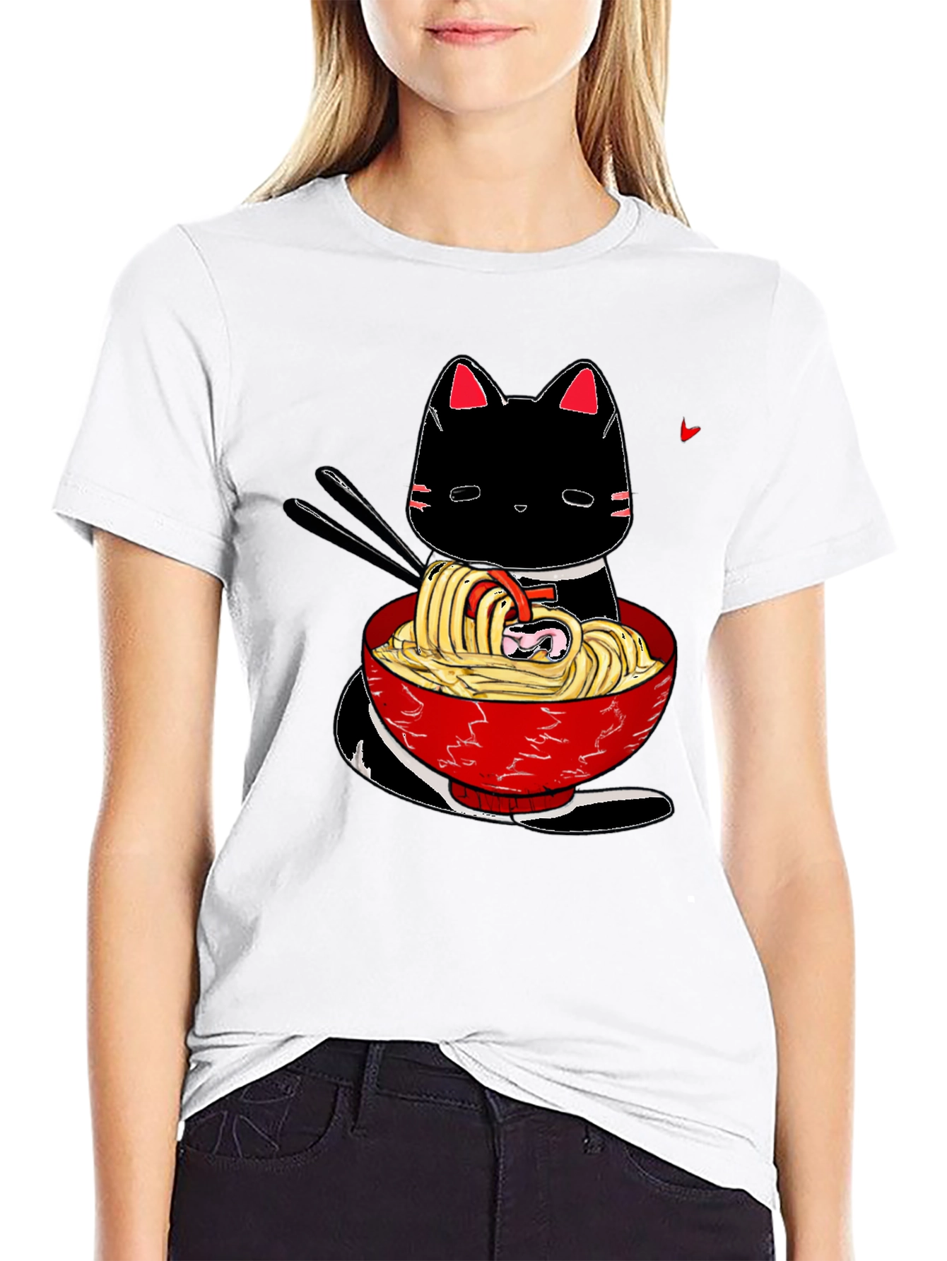 Ramen Cat Black T-Shirt - Anime Style