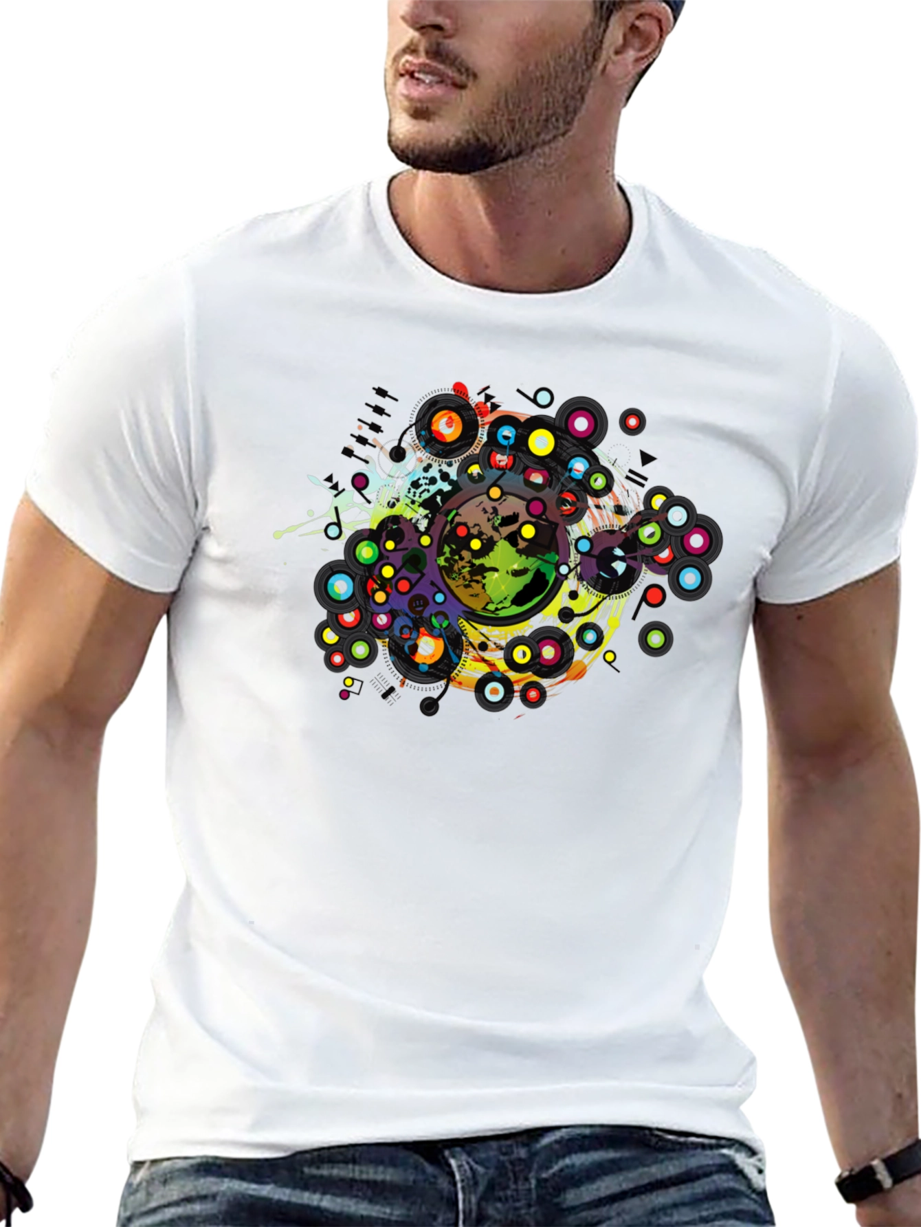 Abstract Earth Graphic Tee - Black