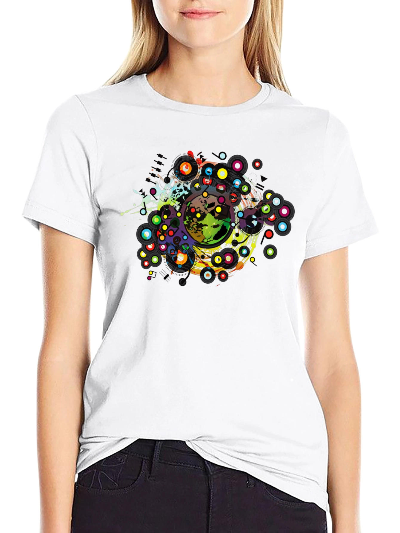 Abstract Earth Graphic Tee - Black