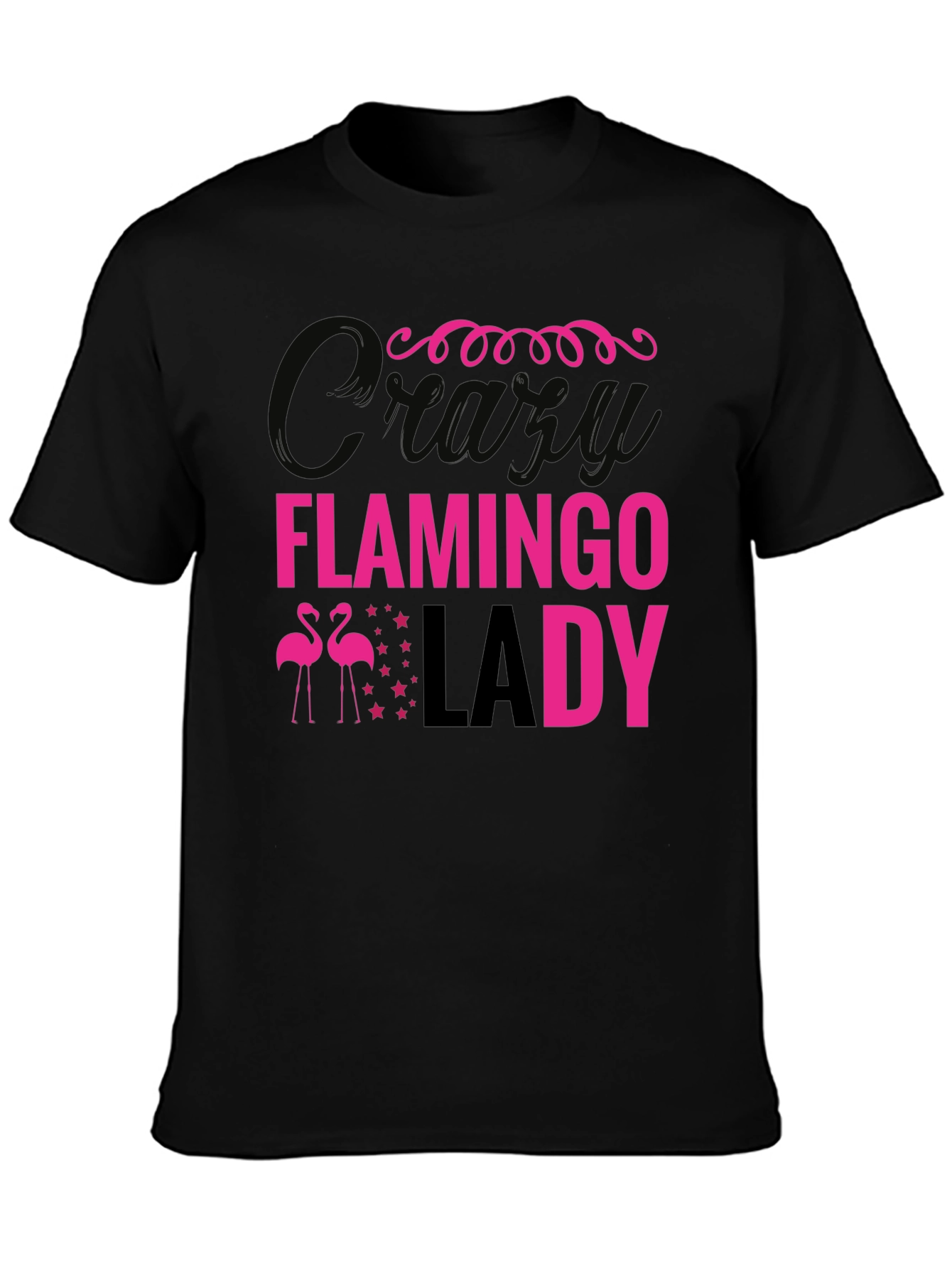 Crazy Flamingo Lady Graphic T-Shirt