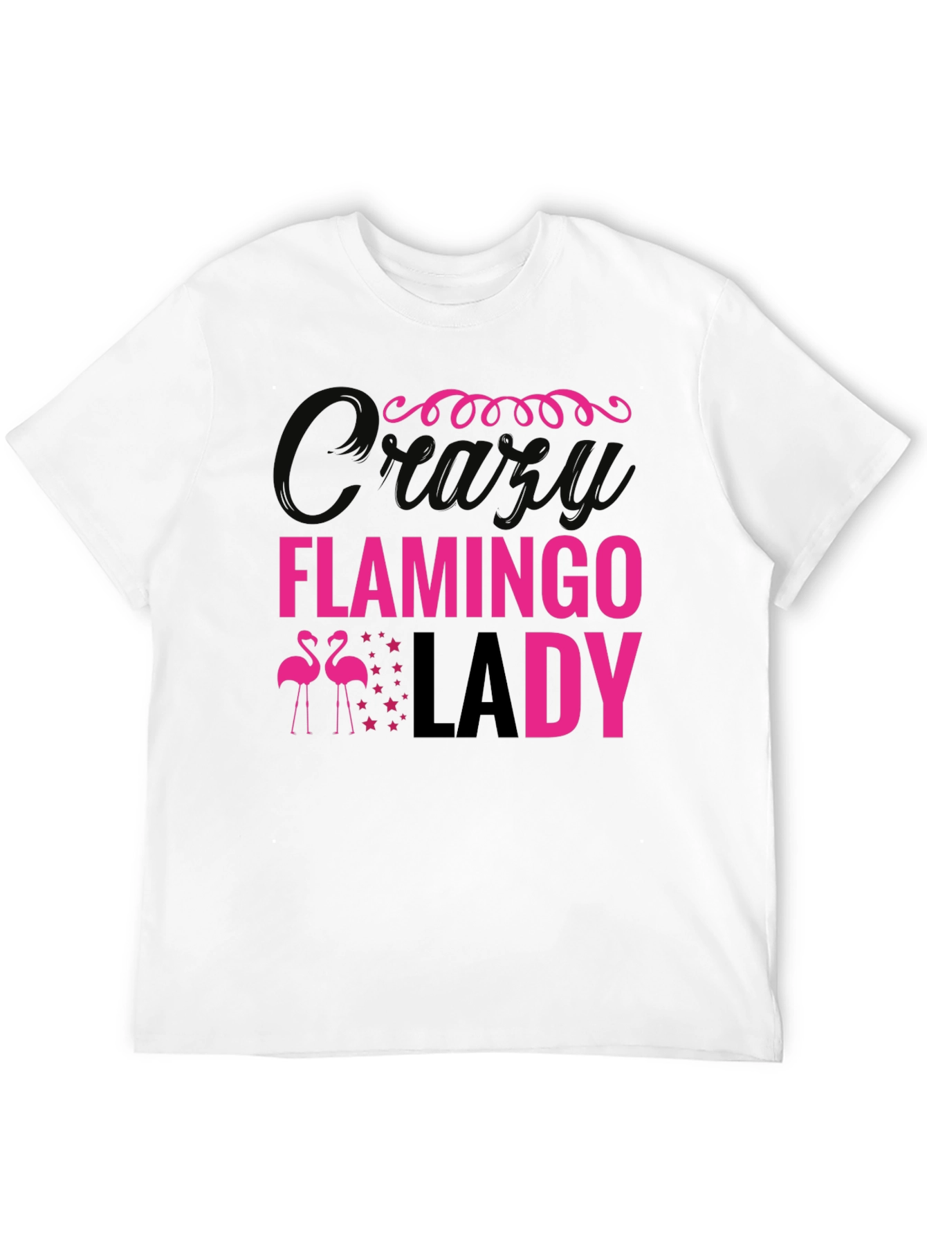 Crazy Flamingo Lady Graphic T-Shirt