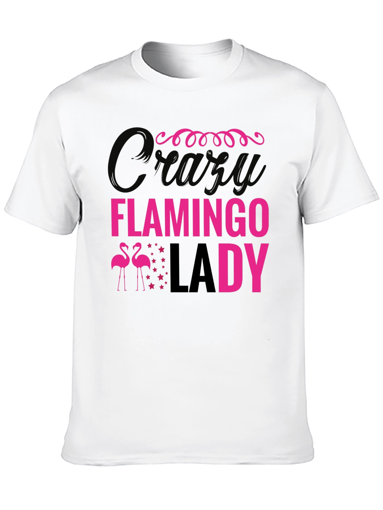 Crazy Flamingo Lady Graphic T-Shirt