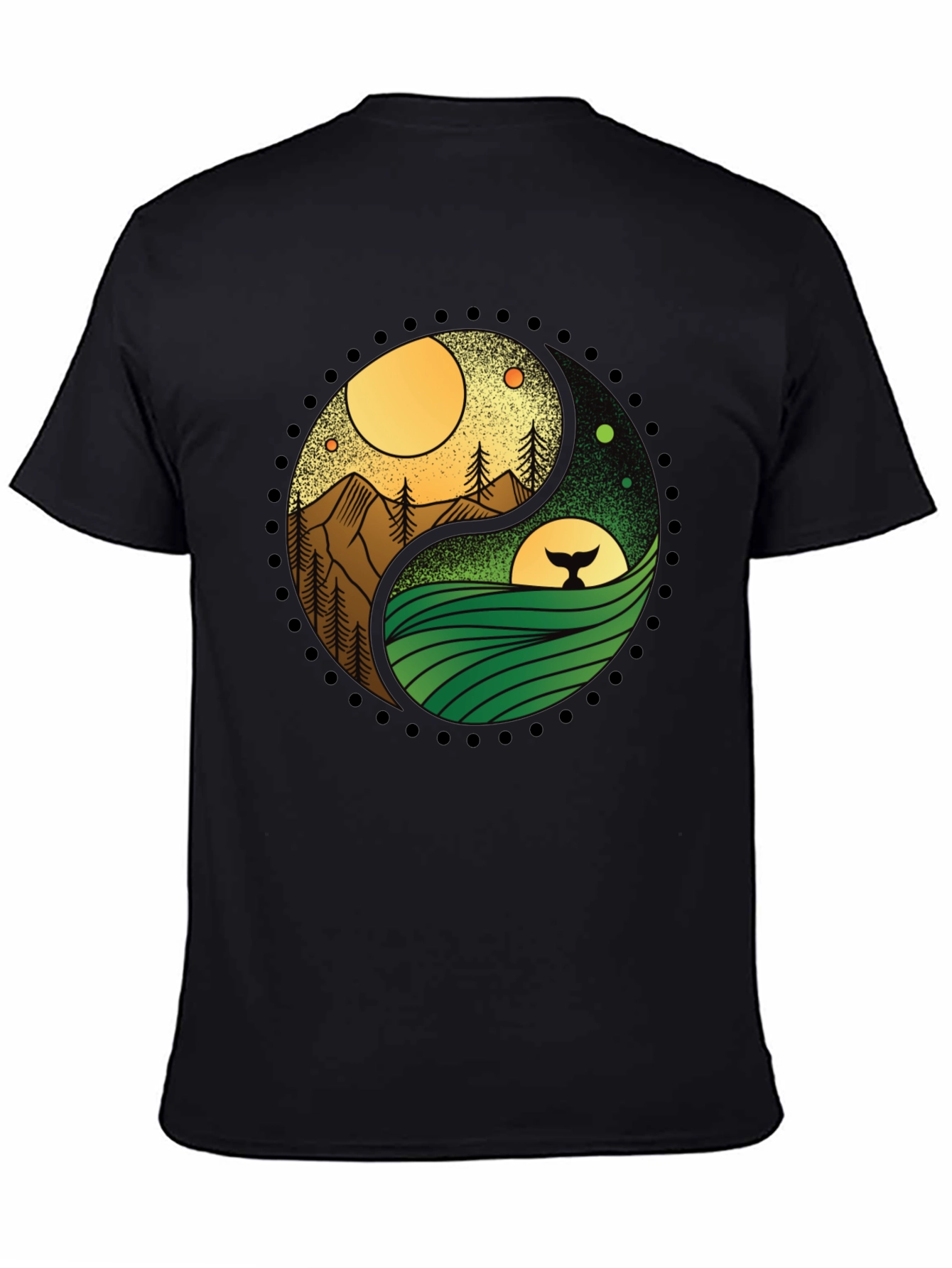 Yin Yang Nature T-Shirt - Mountain & Ocean Design