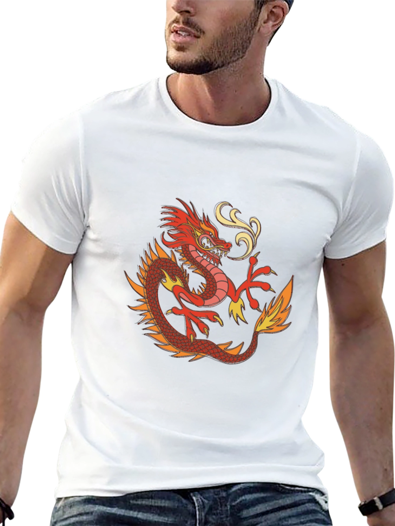 Dragon Graphic Print Mens Black T-Shirt