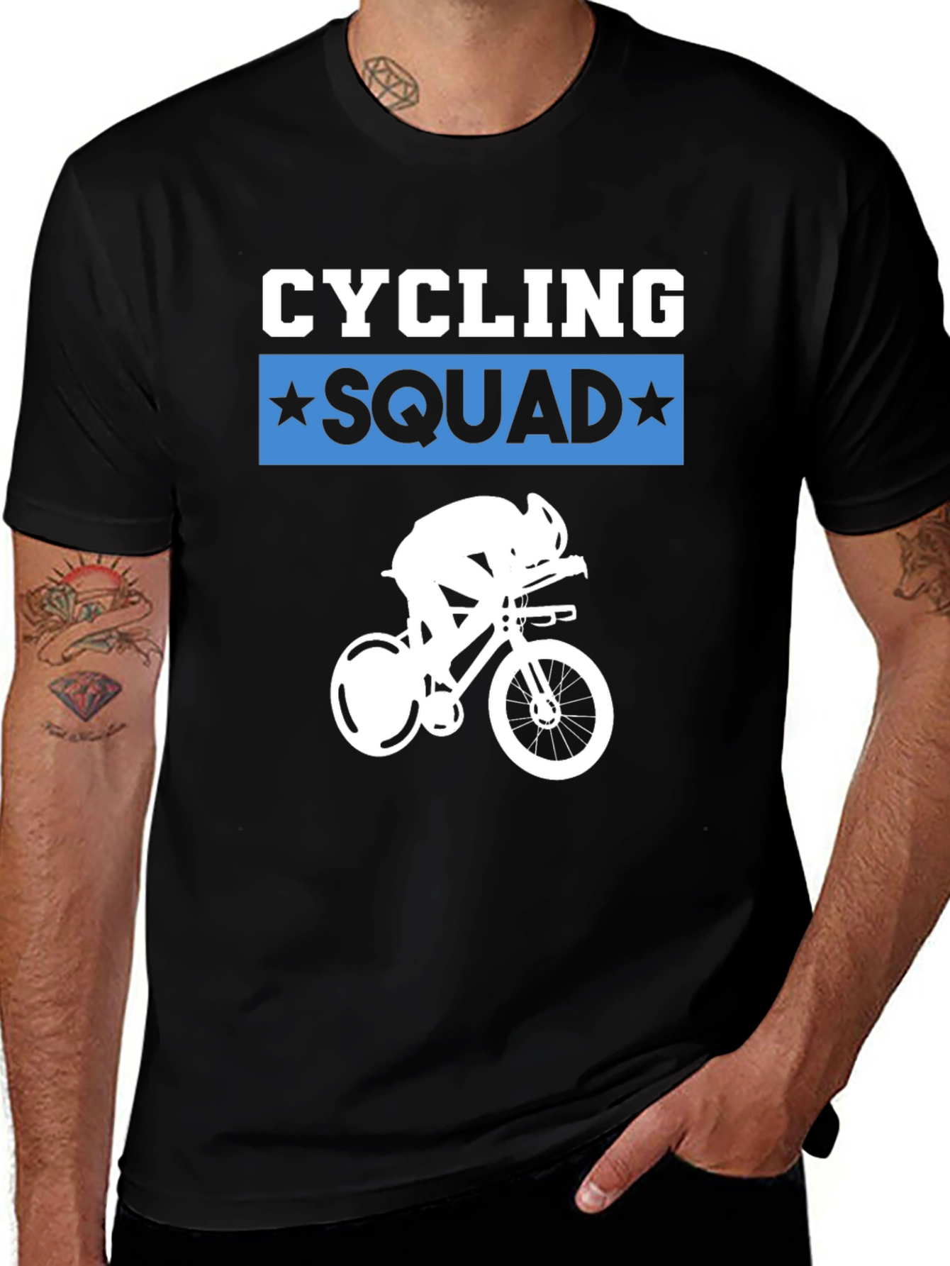 Cycling Squad Graphic Tee - Black Cotton T-Shirt