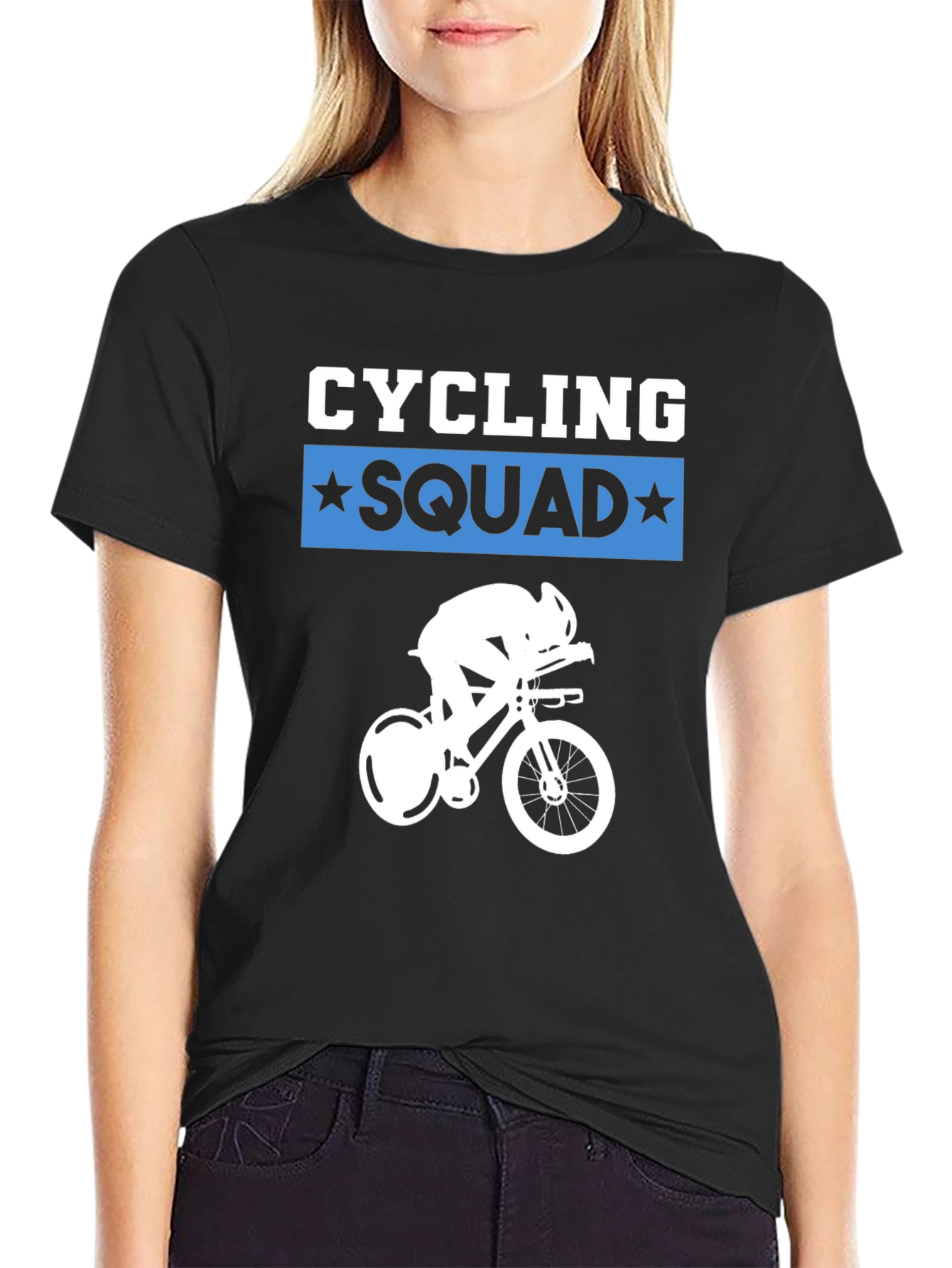 Cycling Squad Graphic Tee - Black Cotton T-Shirt
