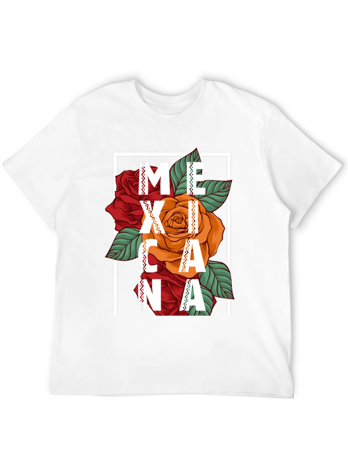 Mexicana Graphic T-Shirt - Floral Design Black