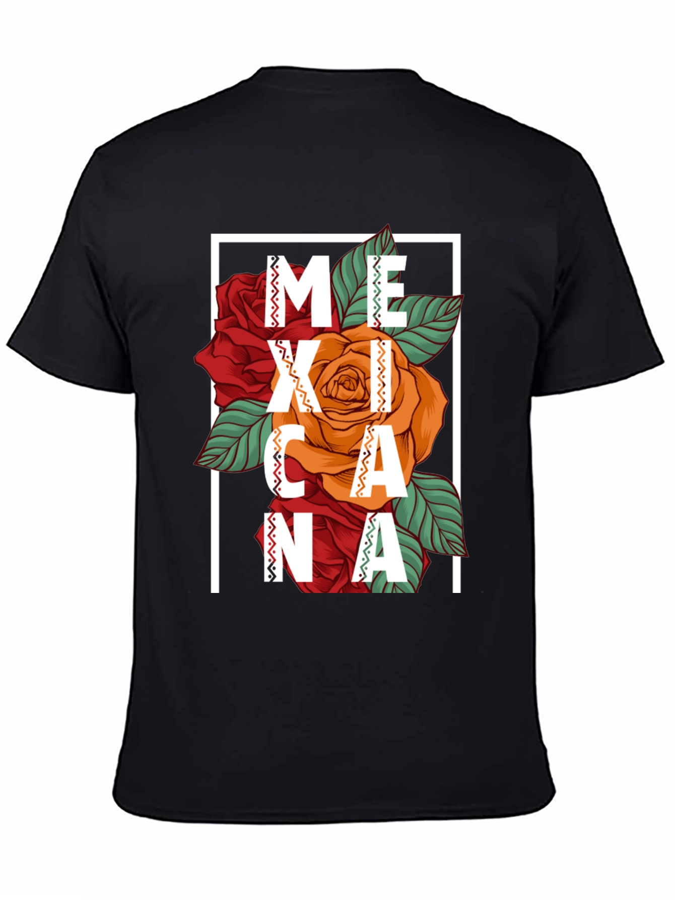 Mexicana Graphic T-Shirt - Floral Design Black
