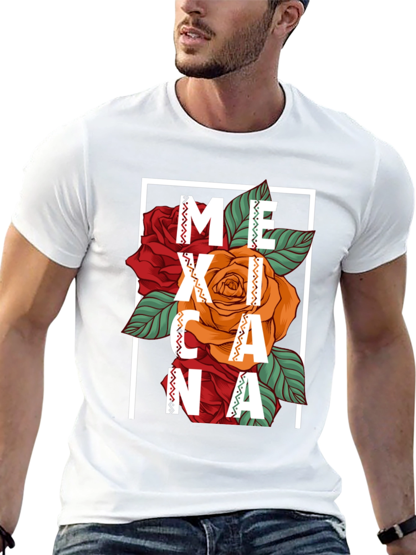 Mexicana Graphic T-Shirt - Floral Design Black