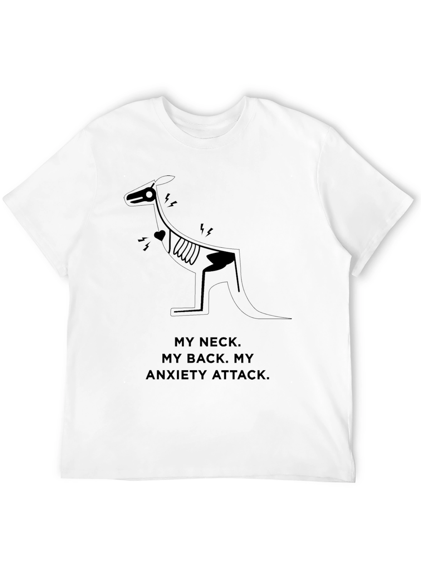 Anxiety Attack Kangaroo Black T-Shirt