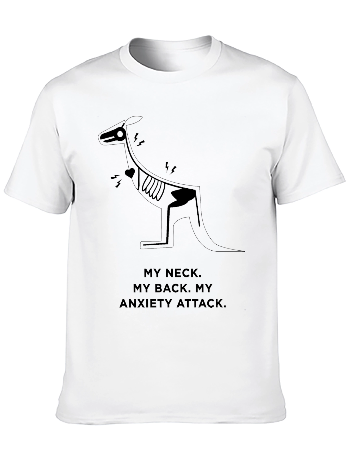 Anxiety Attack Kangaroo Black T-Shirt