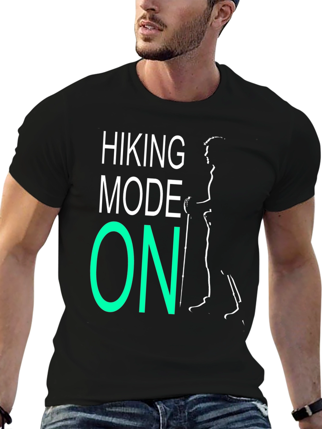 Hiking Mode ON T-Shirt - Black Casual Tee