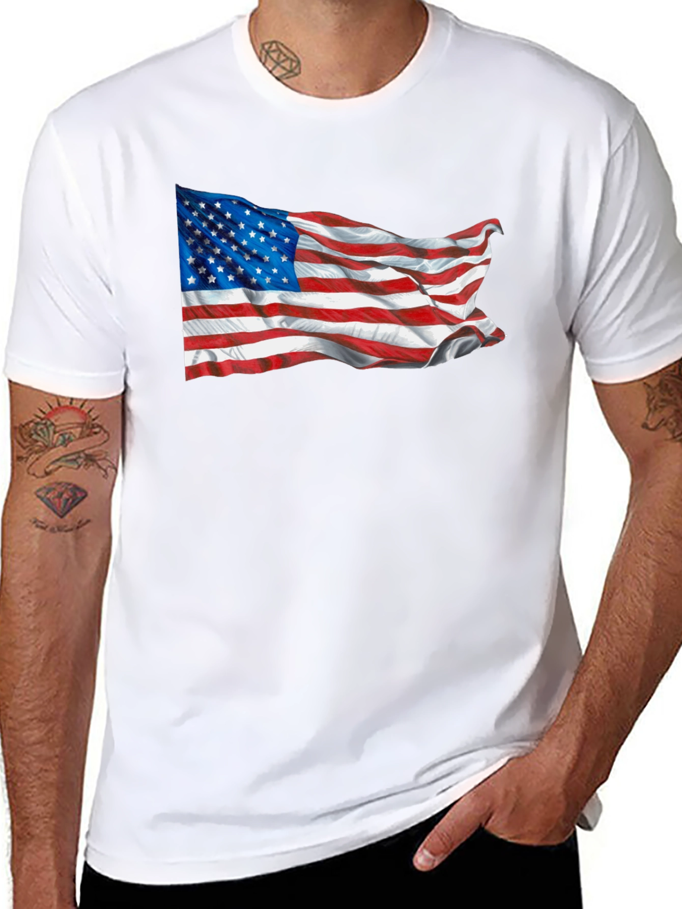 American Flag Graphic T-Shirt Patriotic USA Tee