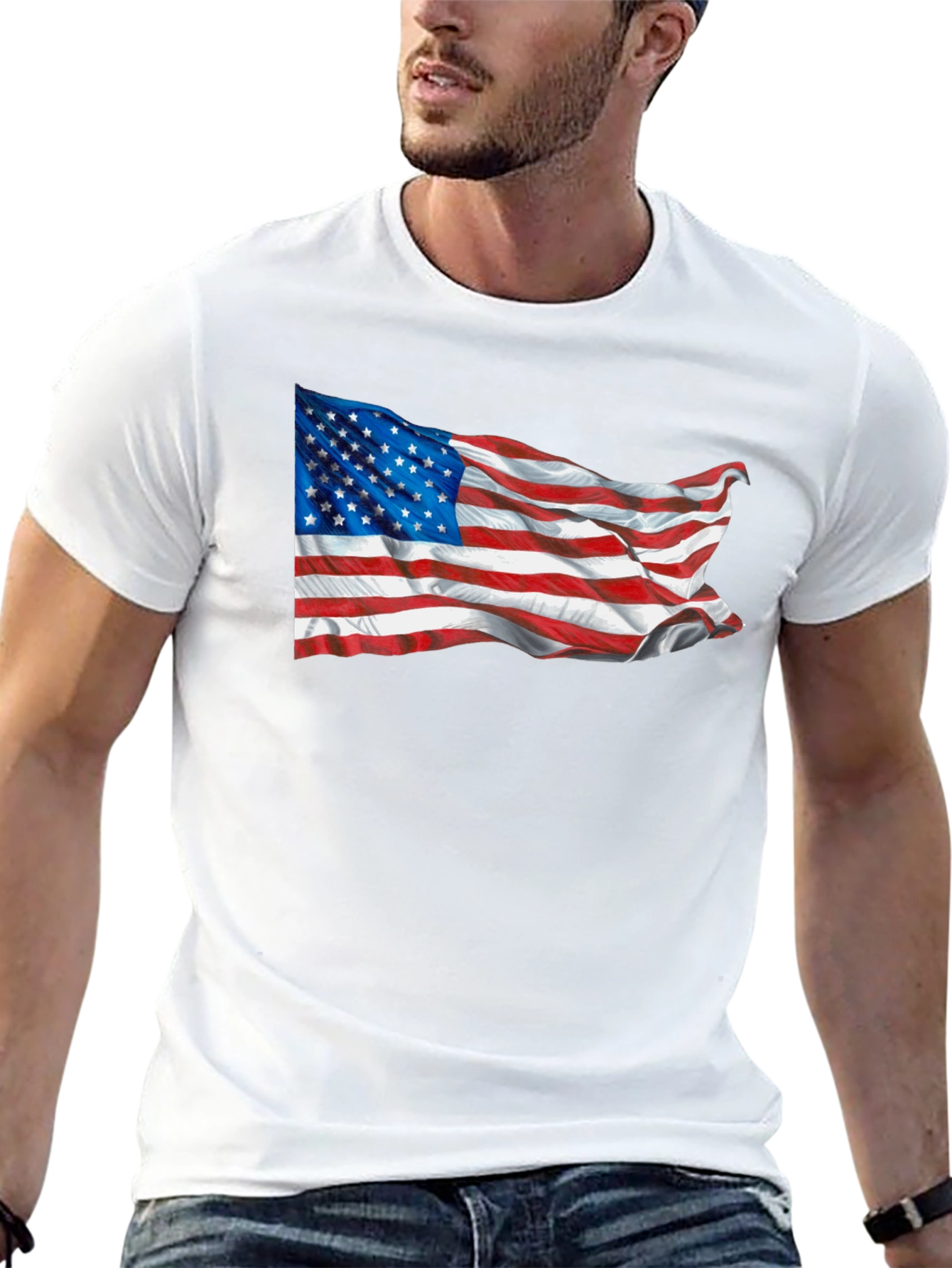 American Flag Graphic T-Shirt Patriotic USA Tee