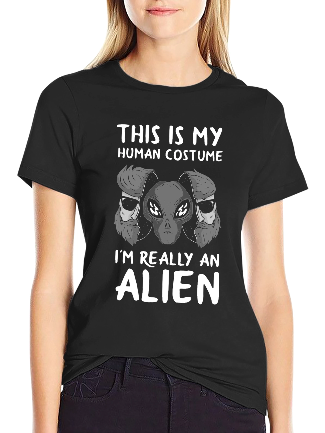 Alien in Disguise T-Shirt - Funny Human Costume Tee