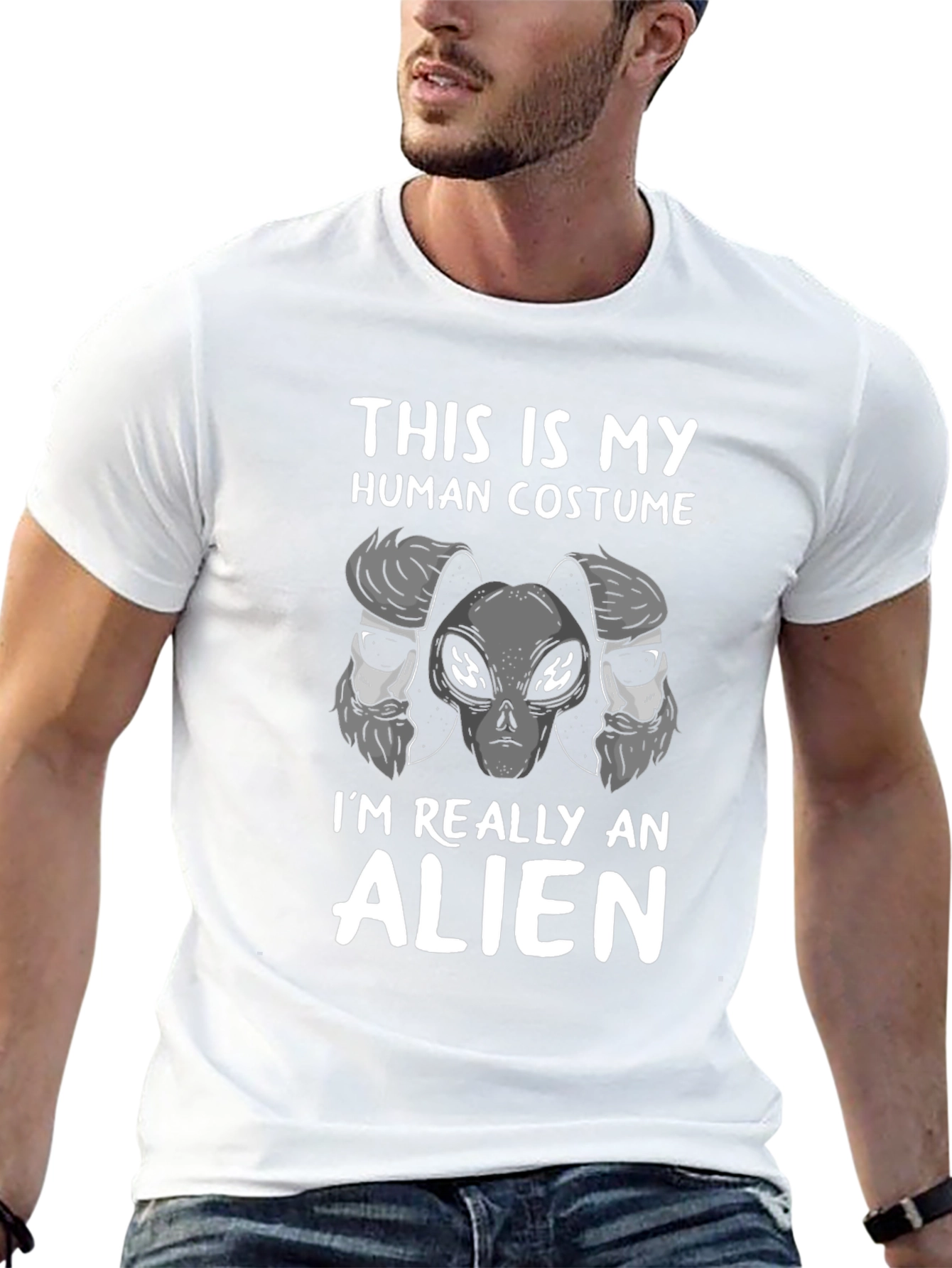 Alien in Disguise T-Shirt - Funny Human Costume Tee