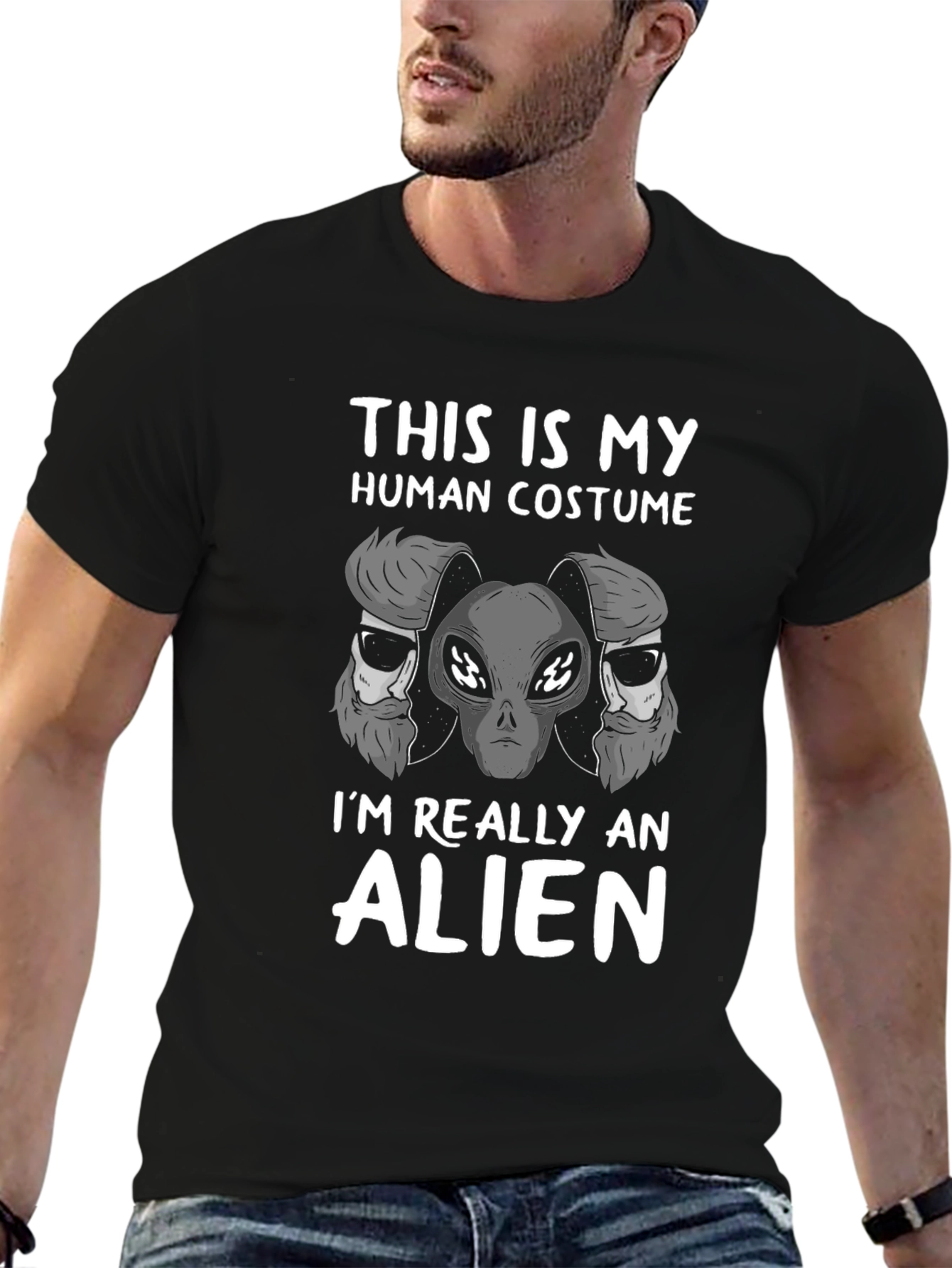 Alien in Disguise T-Shirt - Funny Human Costume Tee
