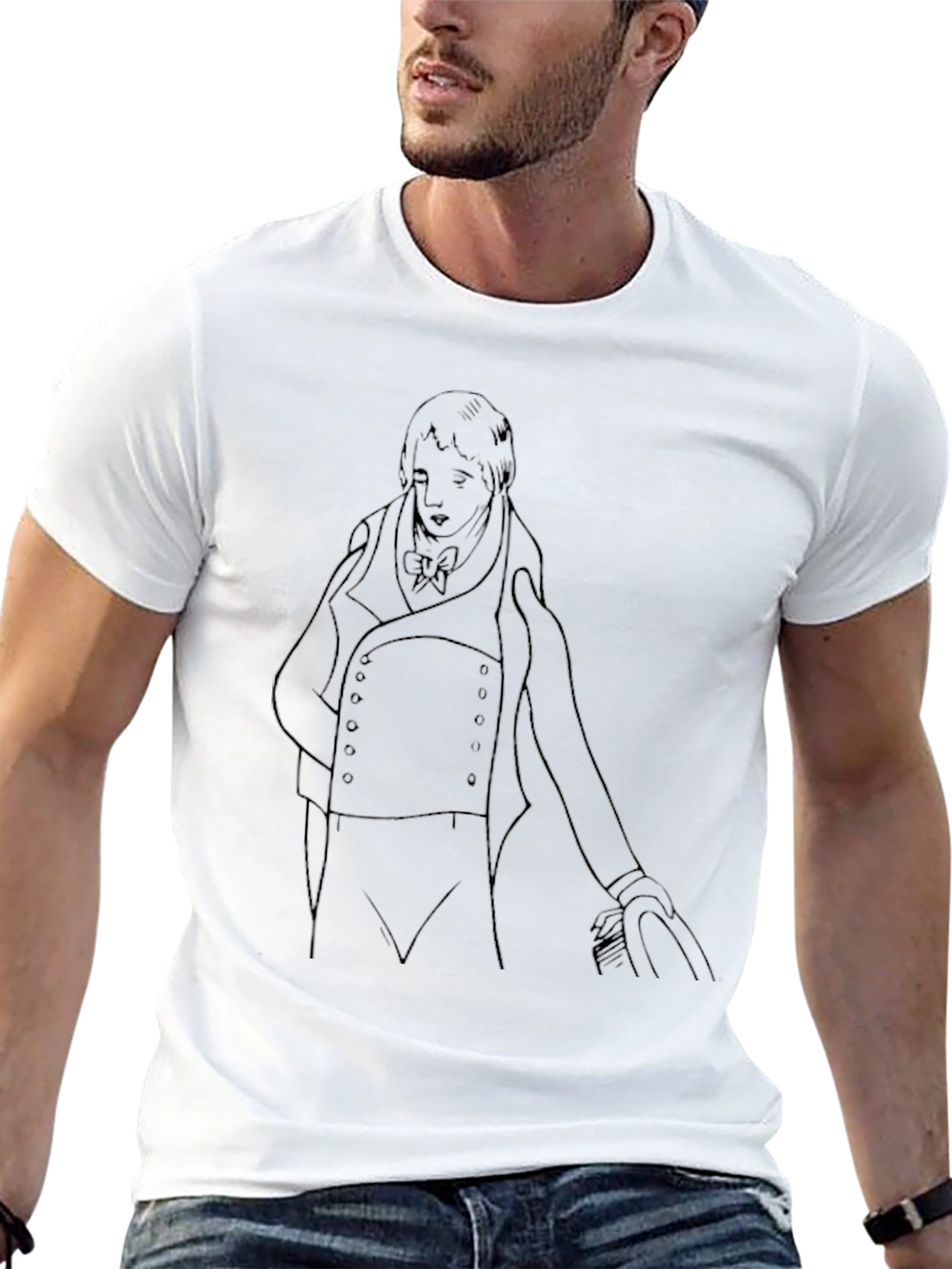 Sketch Portrait Tee - Classic Black Cotton T-Shirt