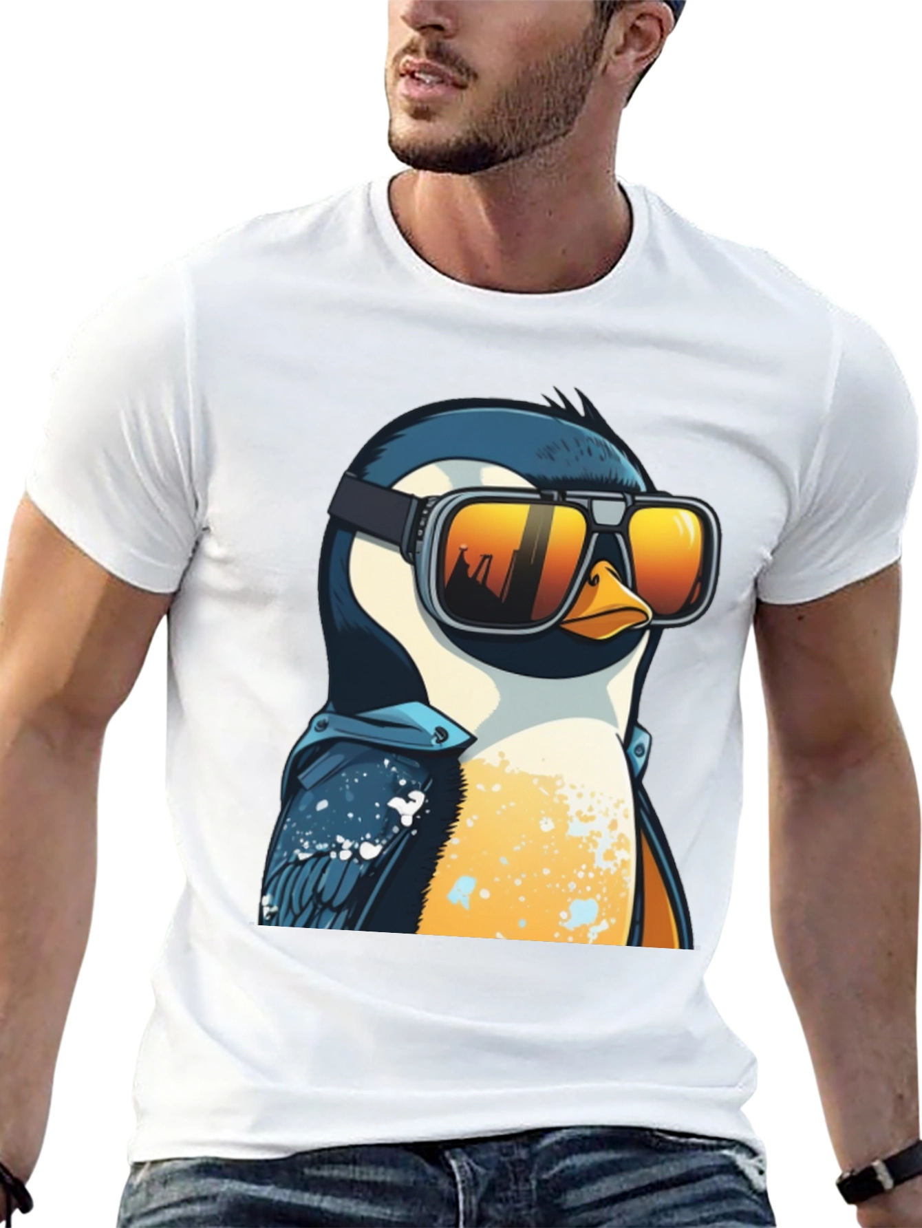 Cool Penguin Graphic Tee - Black Cotton T-Shirt