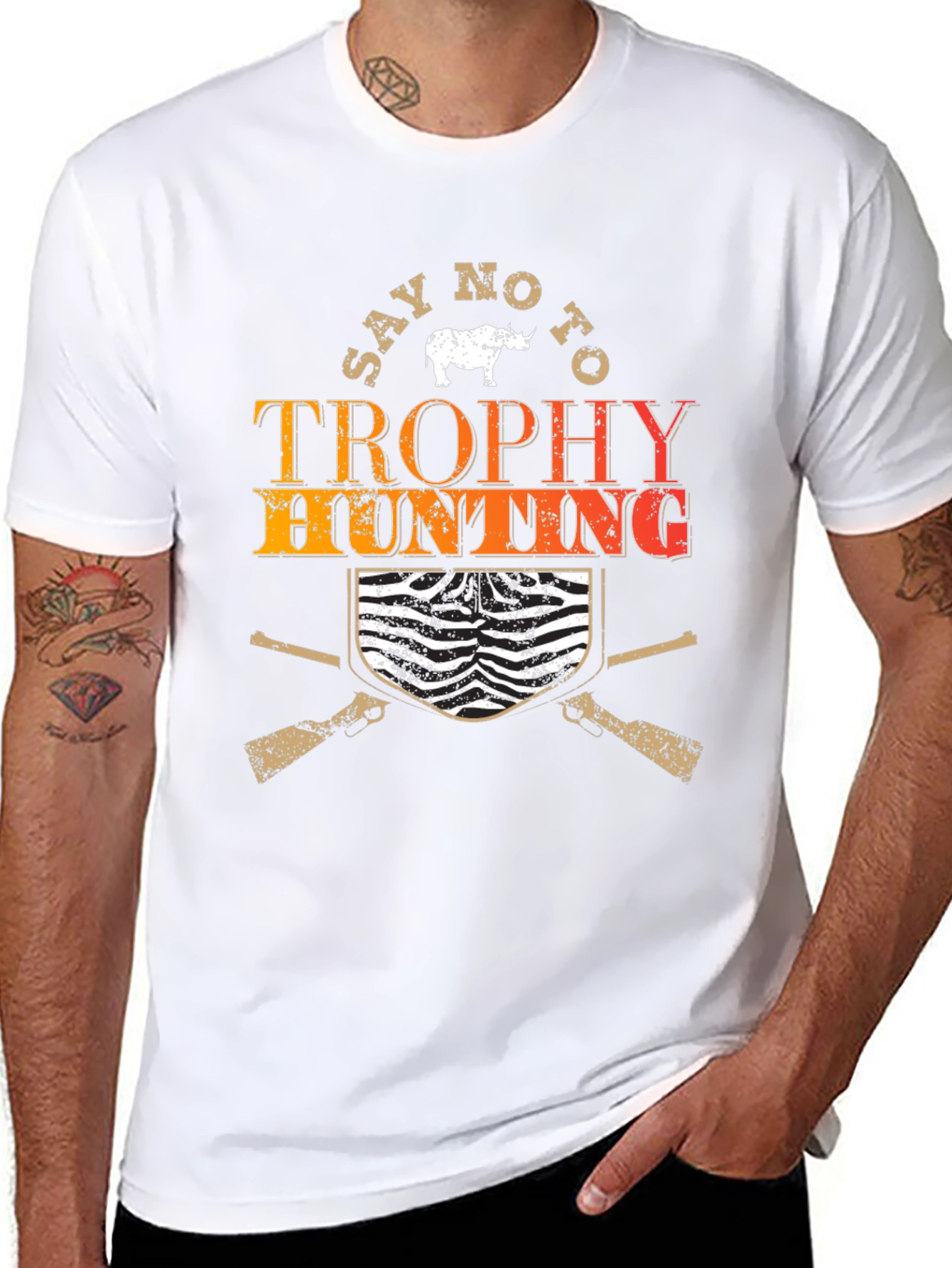 Say No to Trophy Hunting Black Graphic Tee