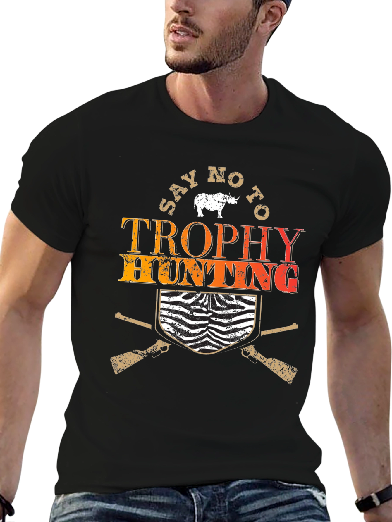 Say No to Trophy Hunting Black Graphic Tee