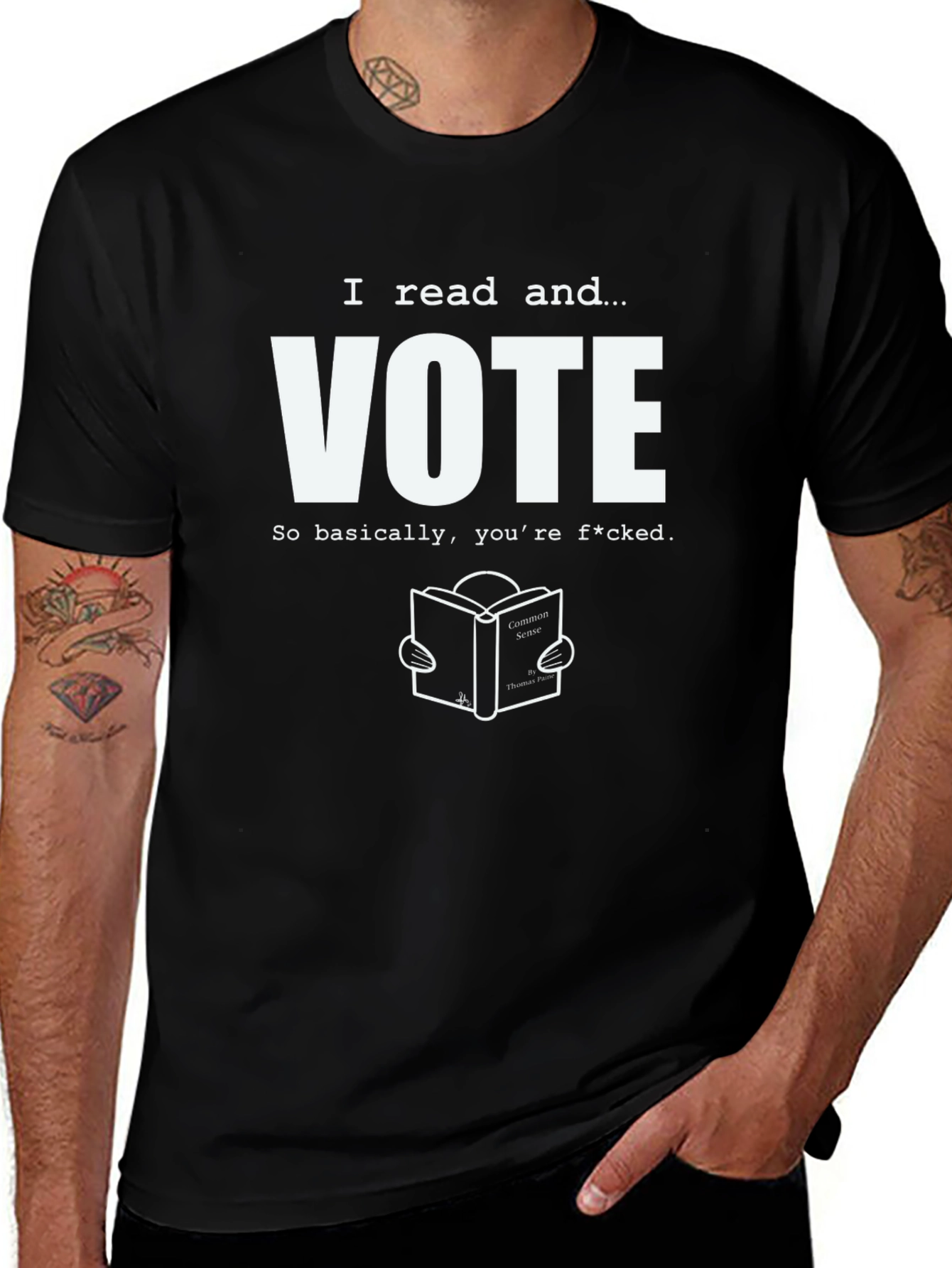 I Read and Vote Graphic Tee - Black