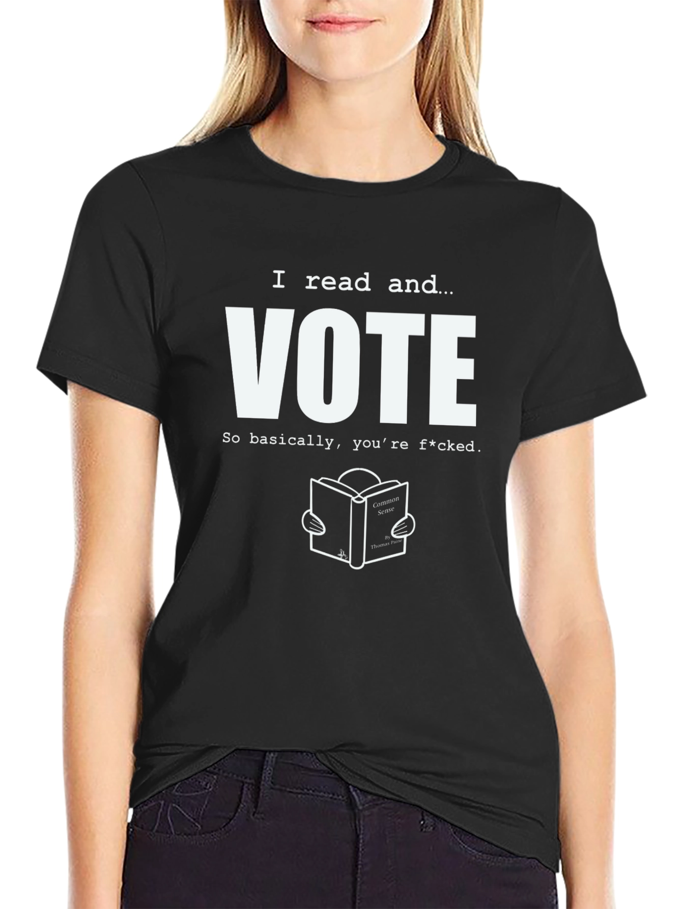 I Read and Vote Graphic Tee - Black