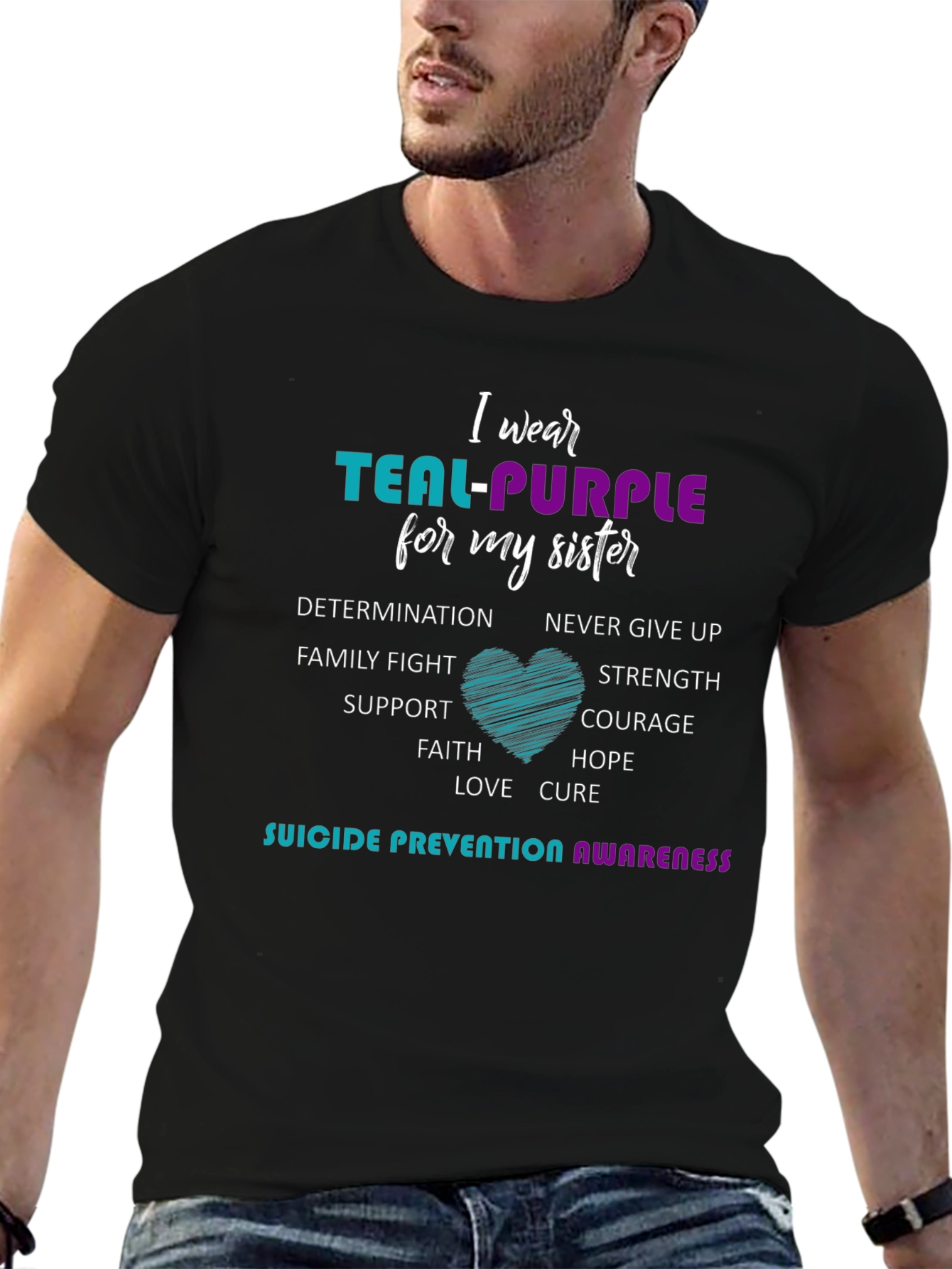Teal-Purple Sister Suicide Prevention Awareness T-Shirt