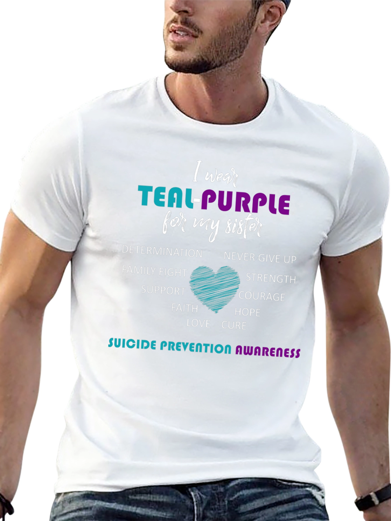 Teal-Purple Sister Suicide Prevention Awareness T-Shirt