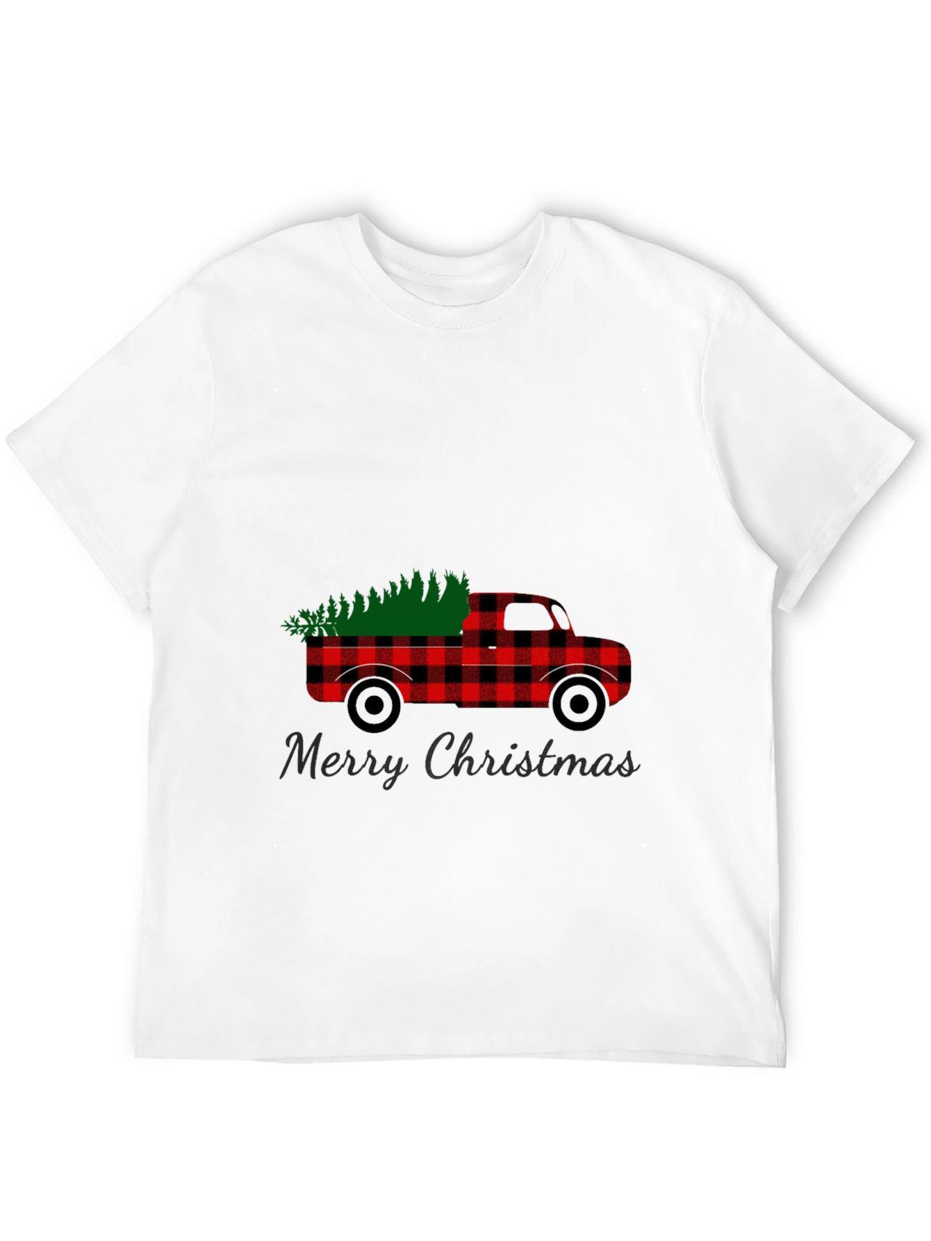 Merry Christmas Buffalo Plaid Truck T-Shirt