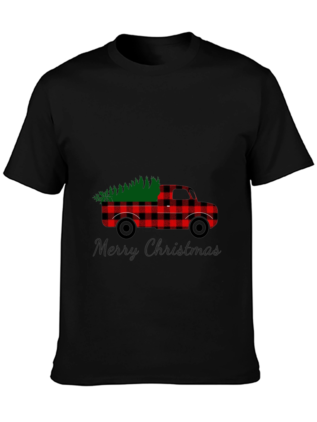 Merry Christmas Buffalo Plaid Truck T-Shirt