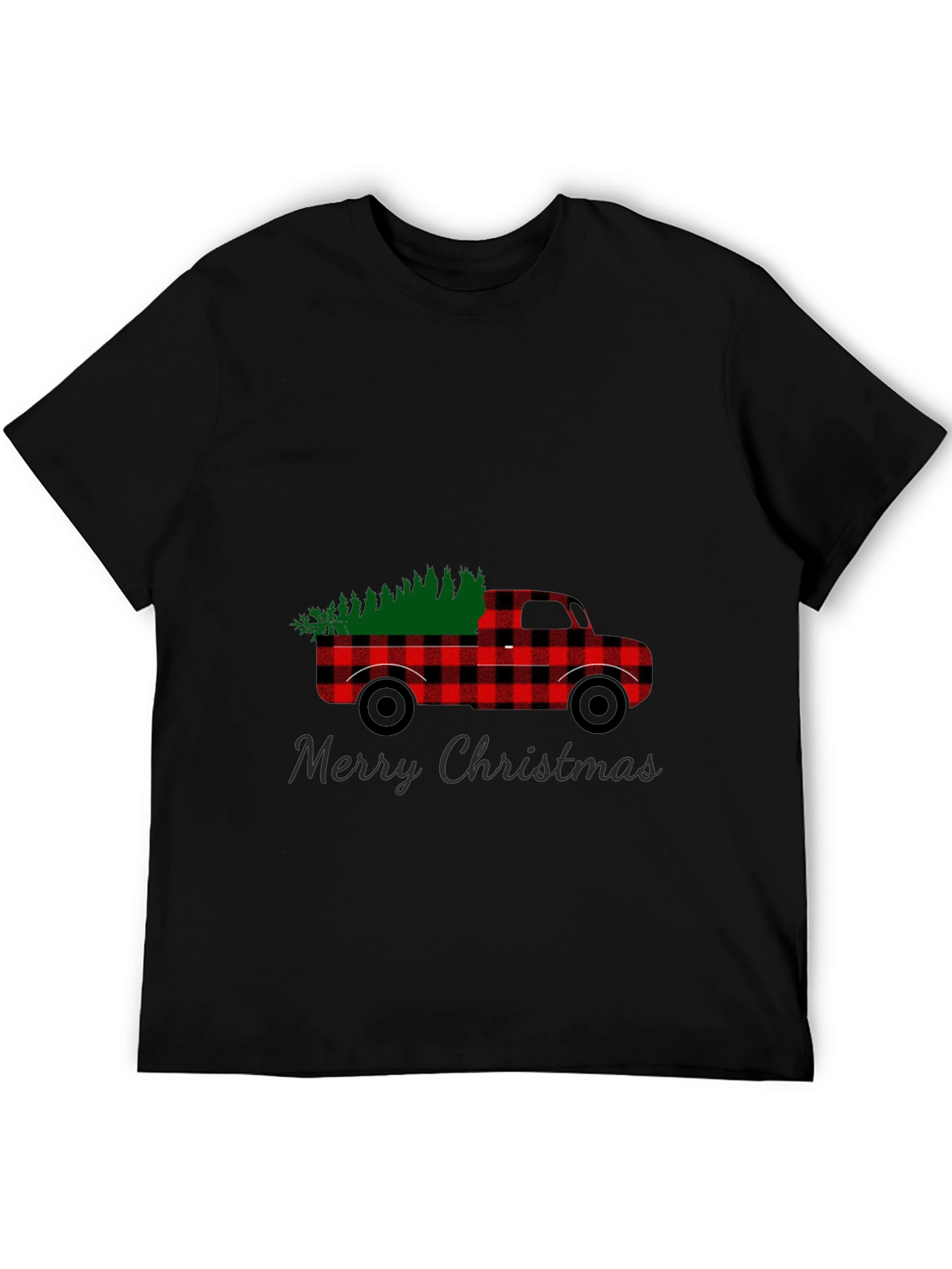 Merry Christmas Buffalo Plaid Truck T-Shirt