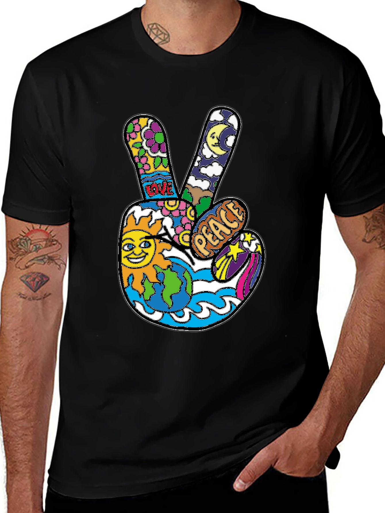 Peace Sign Graphic T-Shirt - Retro Hippie Style