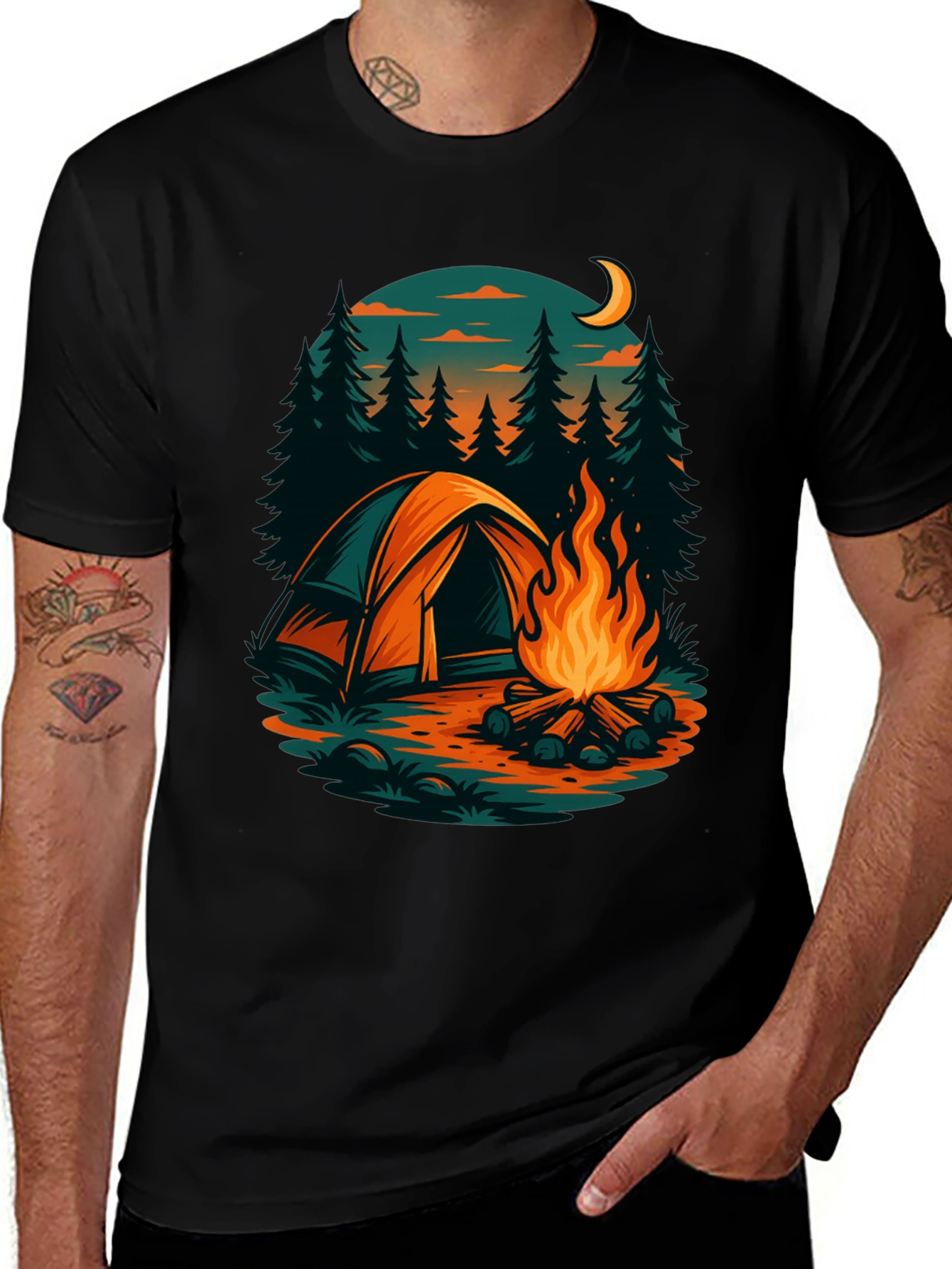 Camping Scene Graphic Tee