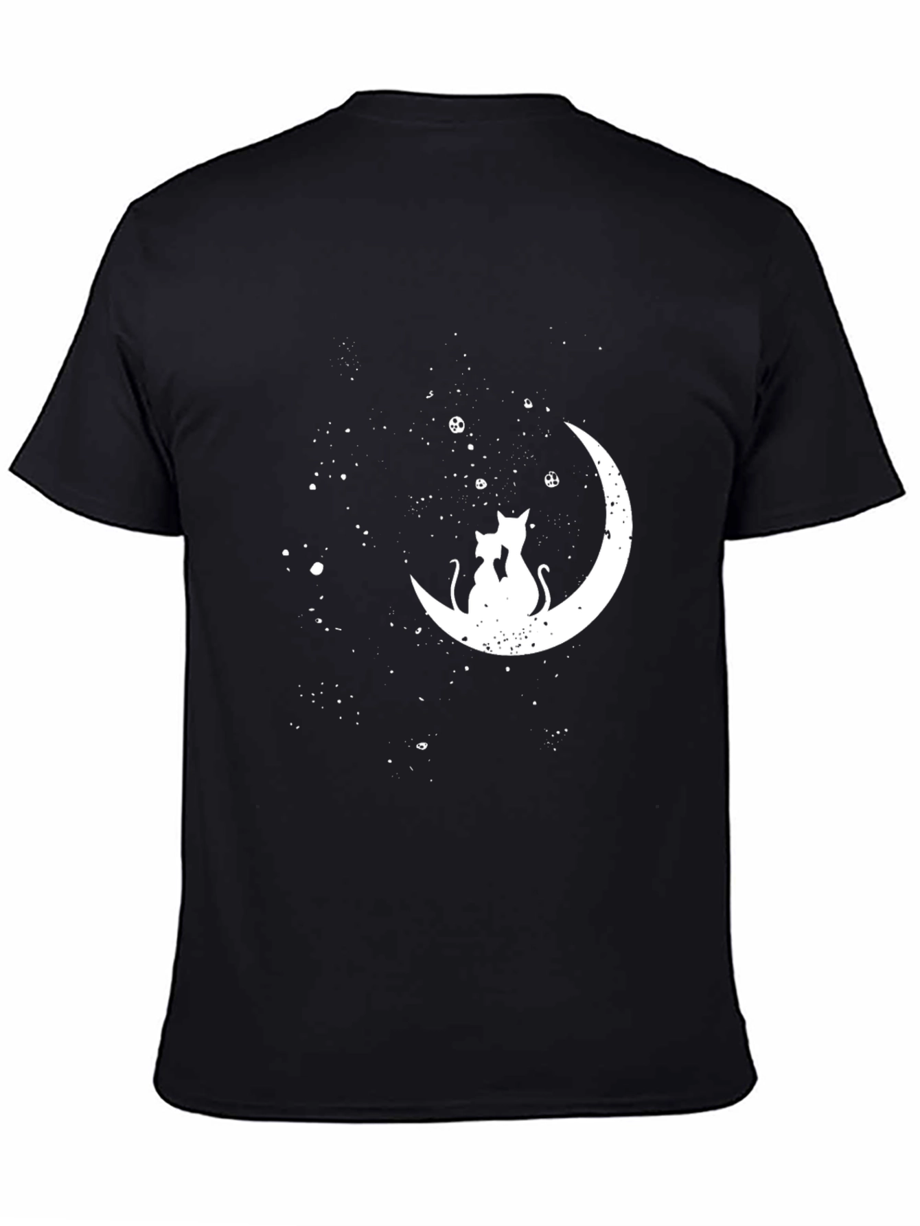Cats on the Moon T-Shirt - Black Crew Neck