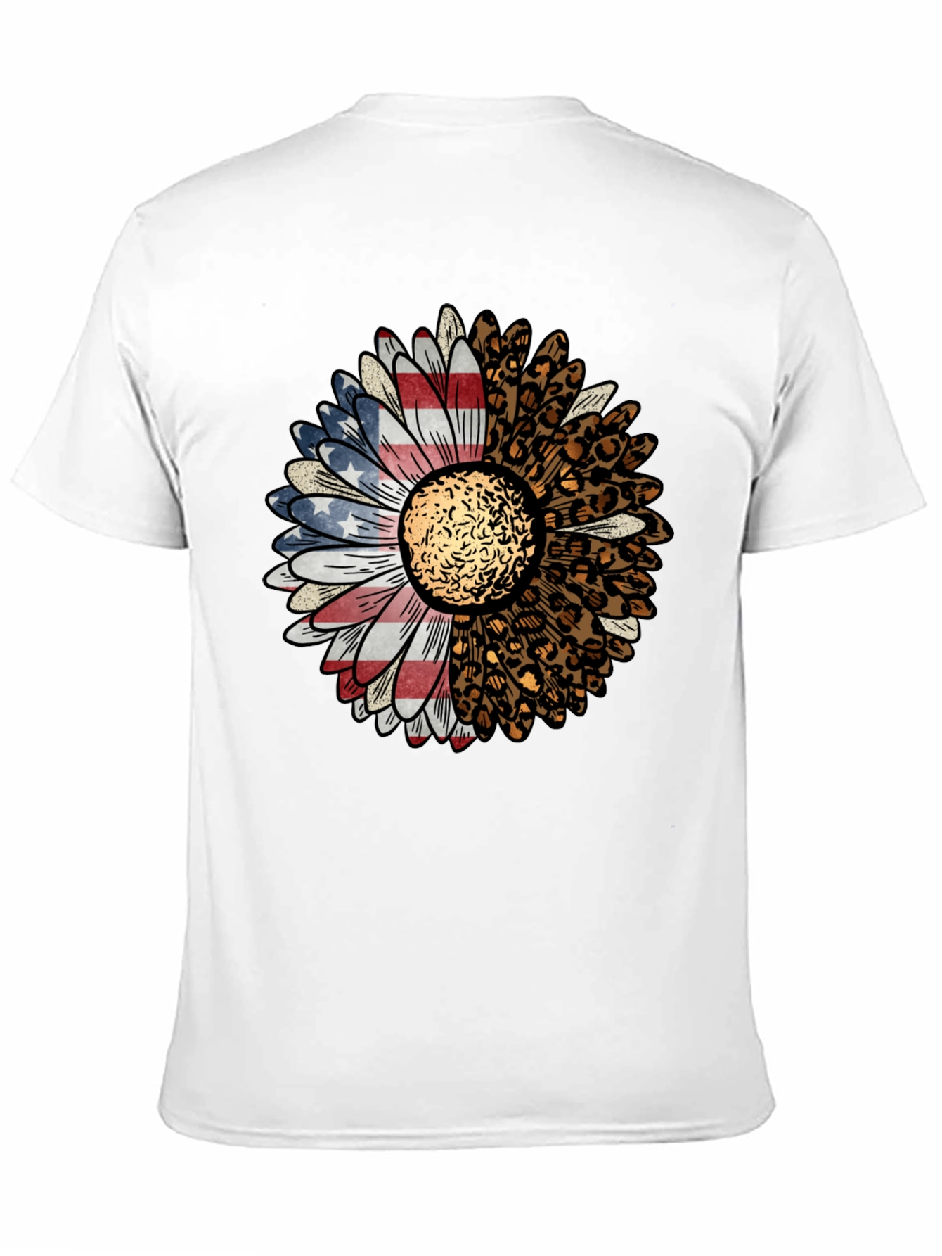 American Flag Leopard Sunflower Graphic Tee