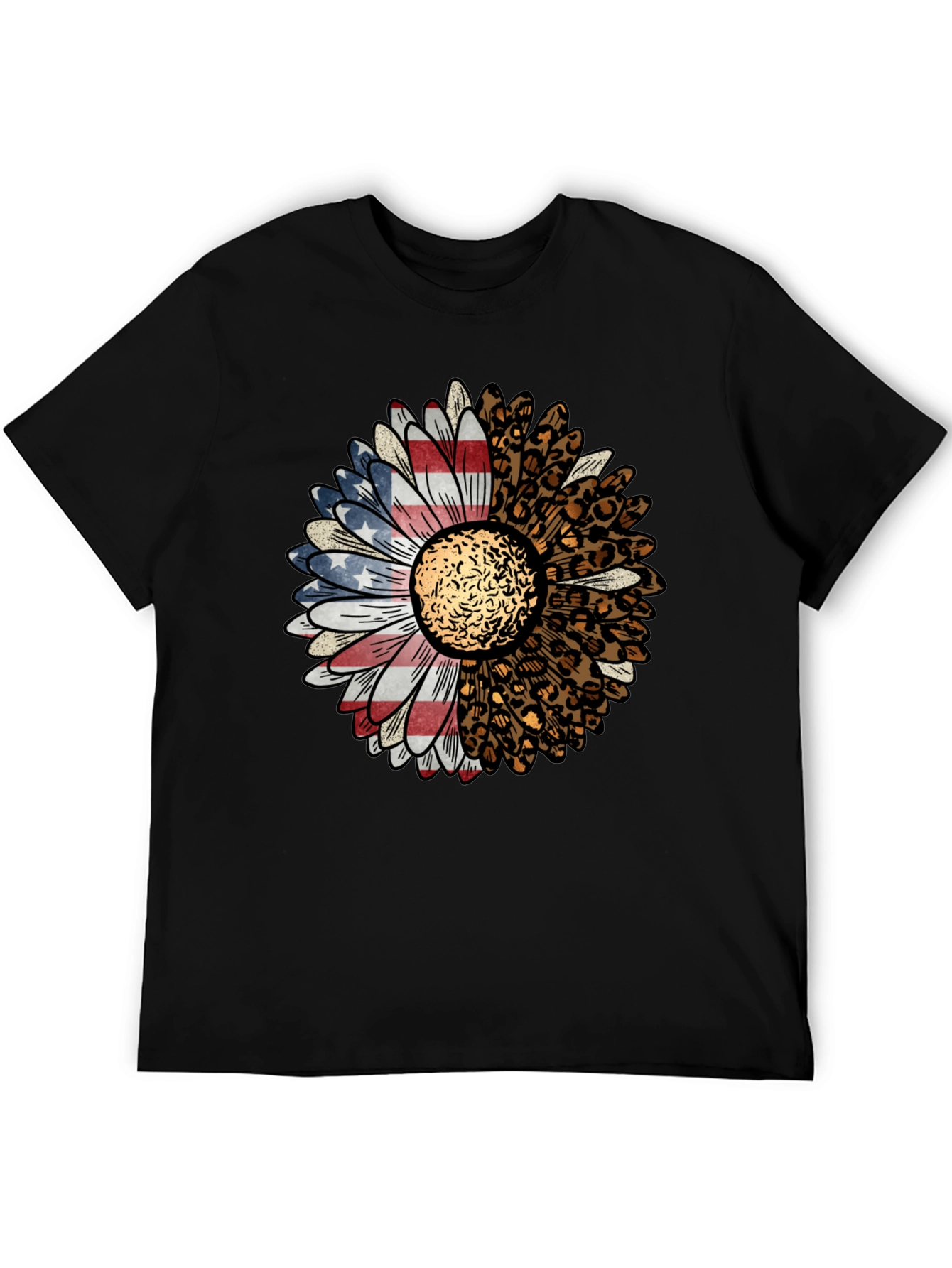 American Flag Leopard Sunflower Graphic Tee